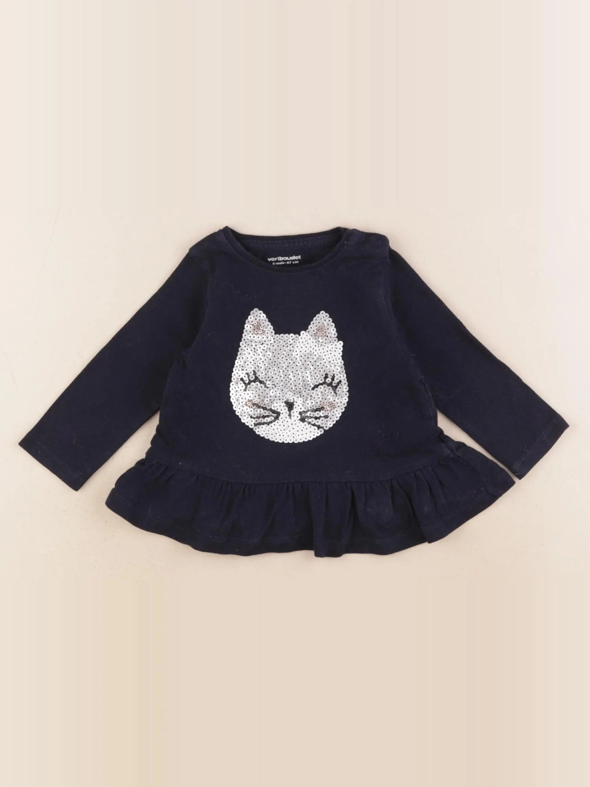 Vertbaudet - tee-shirt bleu - 6 mois