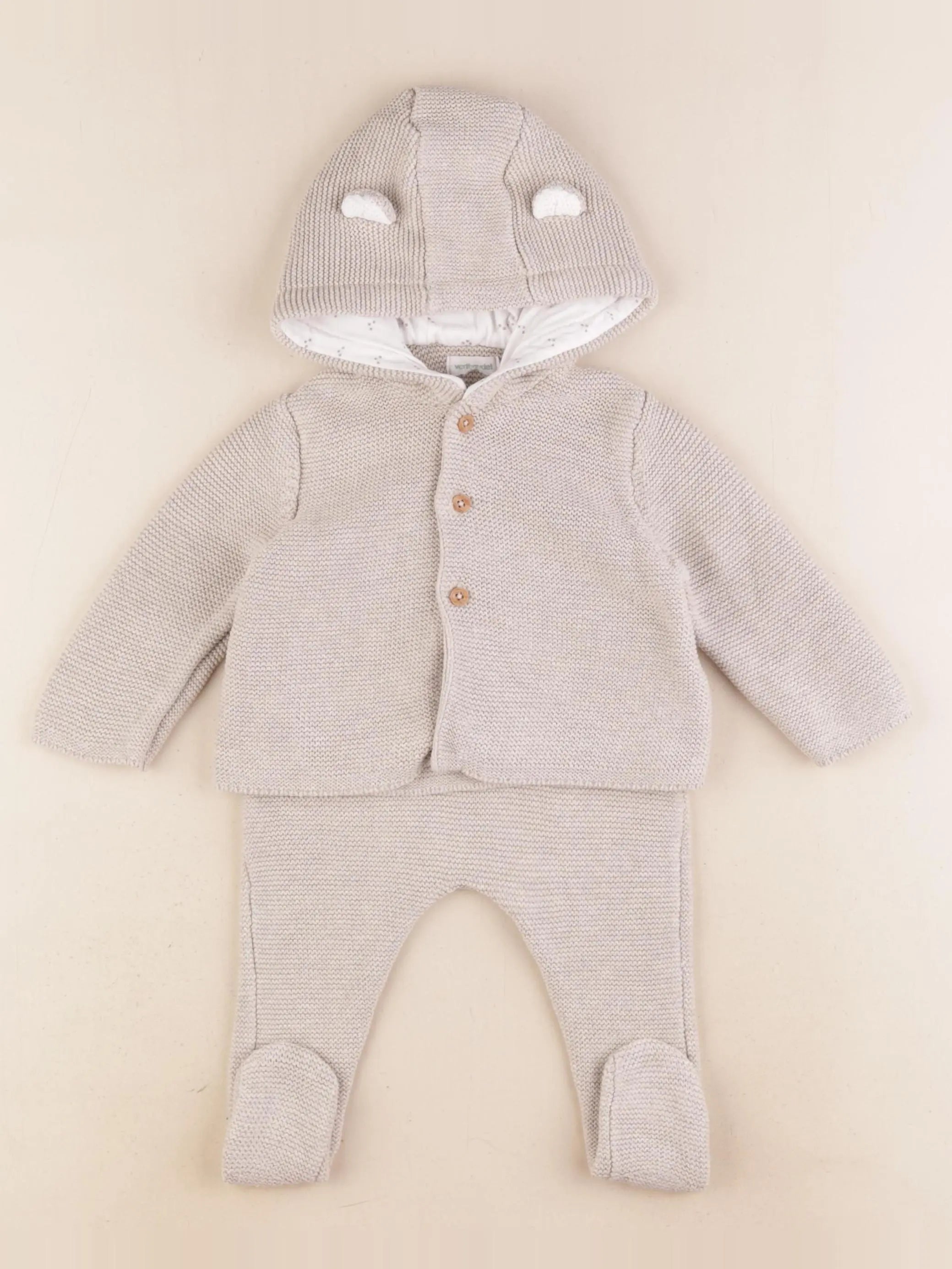 Vertbaudet - ensemble beige - 6 mois