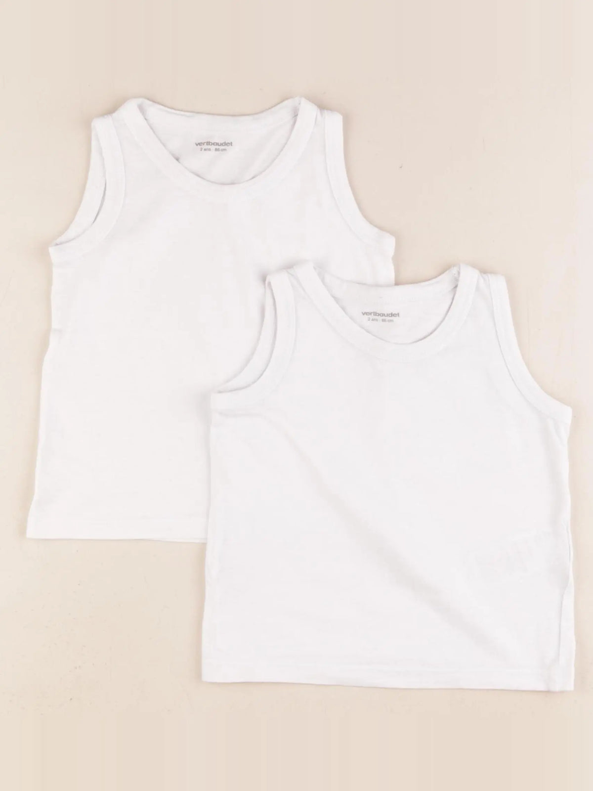 Vertbaudet - lot de 2 maillots de corps blanc - 2 ans