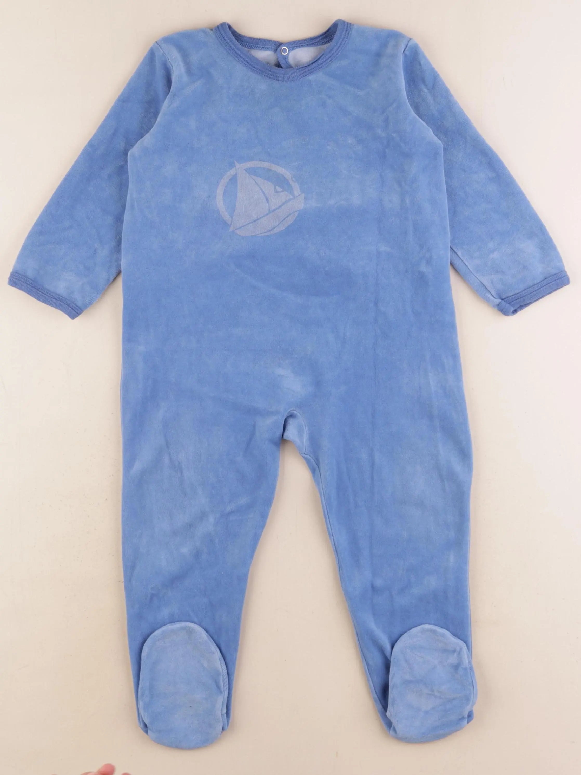 Petit Bateau - pyjama velours bleu - 36 mois