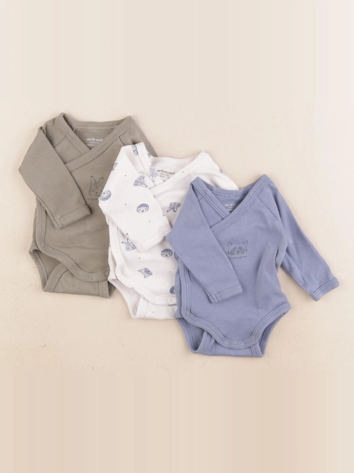 Vertbaudet - lot de 3 bodies en coton multicolore - 0 mois