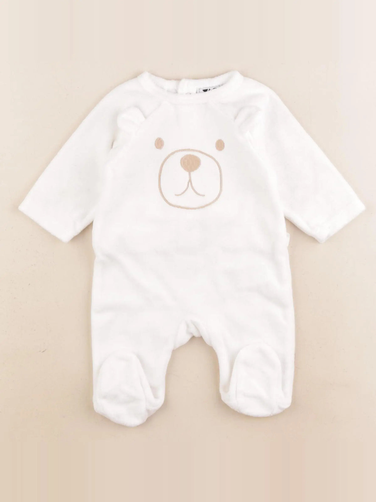 Tape à l'oeil - pyjama velours blanc - 1 mois