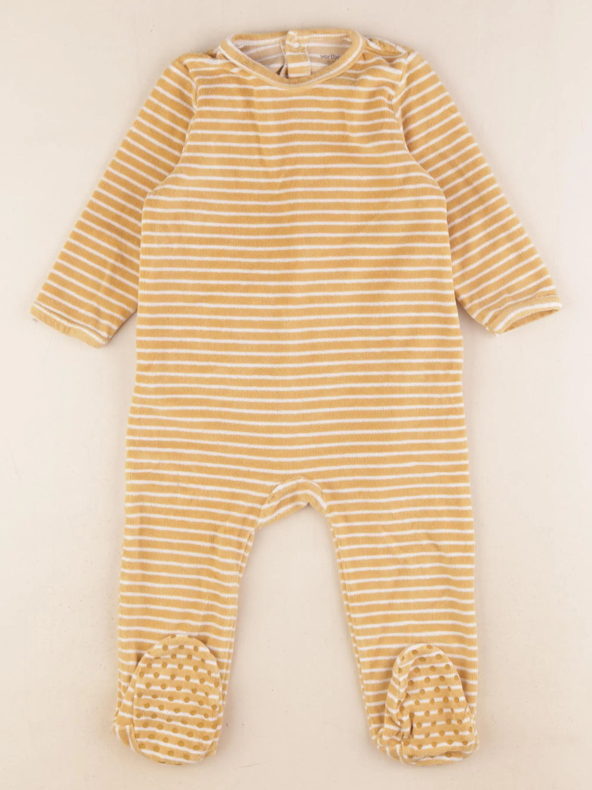 Vertbaudet - pyjama velours jaune, blanc - 18 mois
