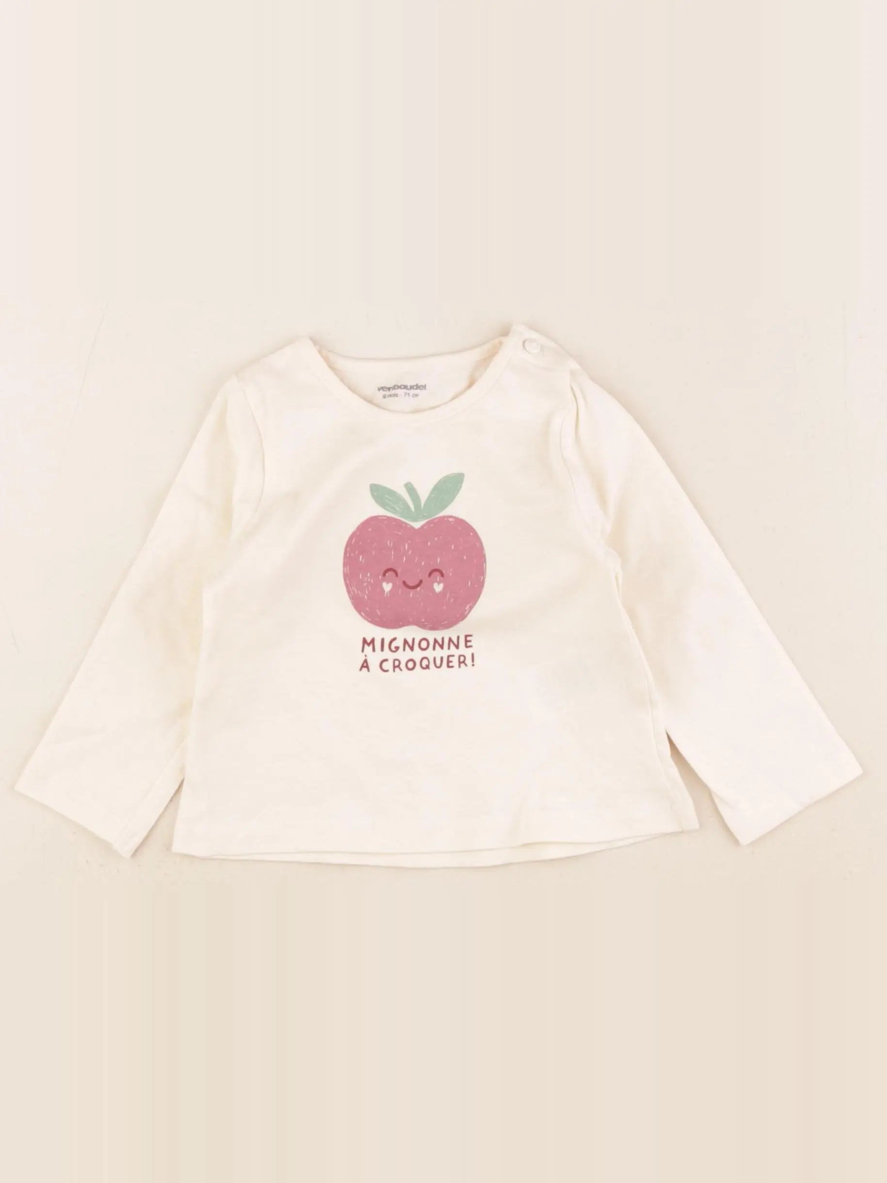 Vertbaudet - tee-shirt beige - 9 mois