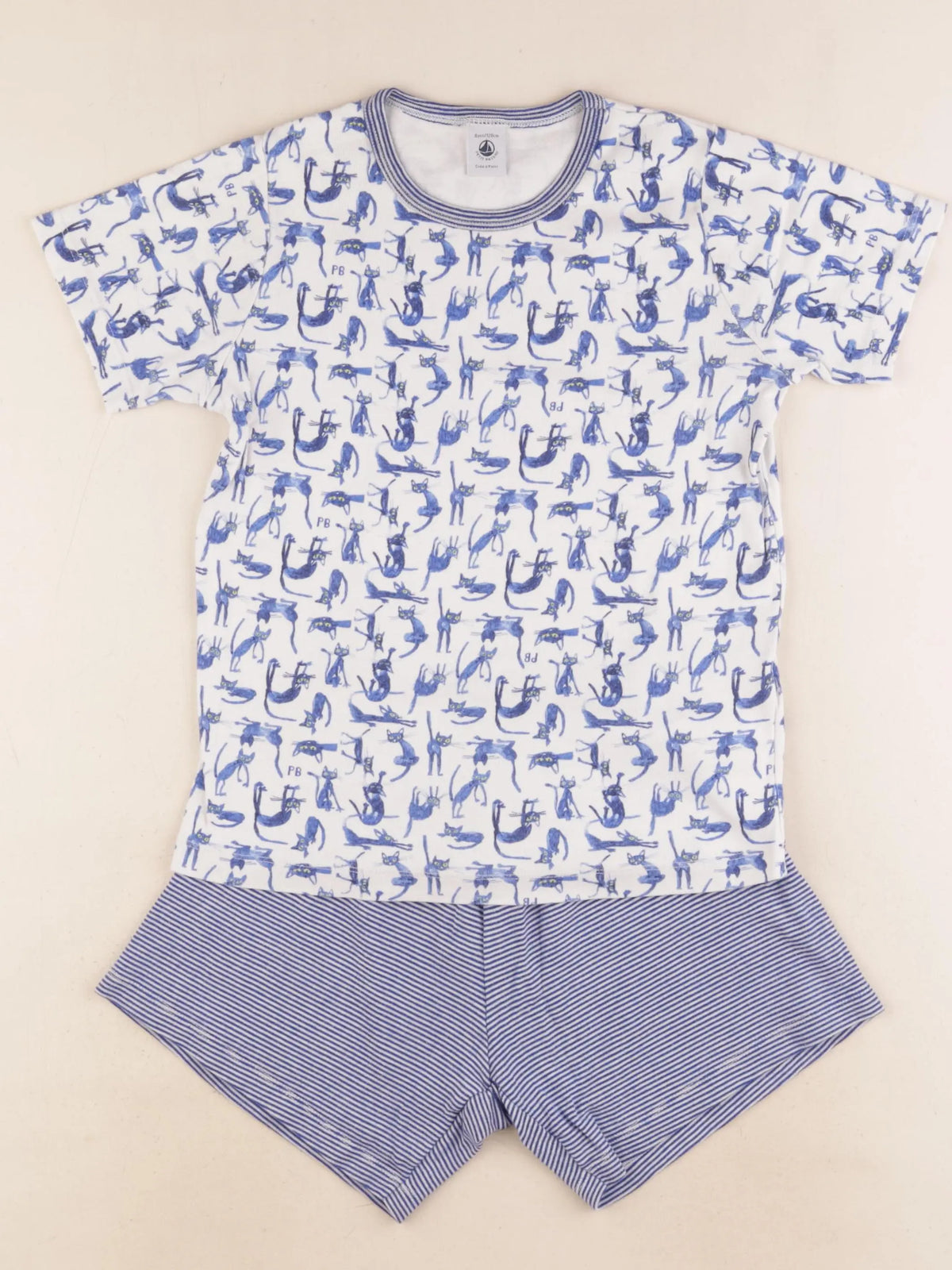 Petit Bateau - pyjama coton bleu - 8 ans