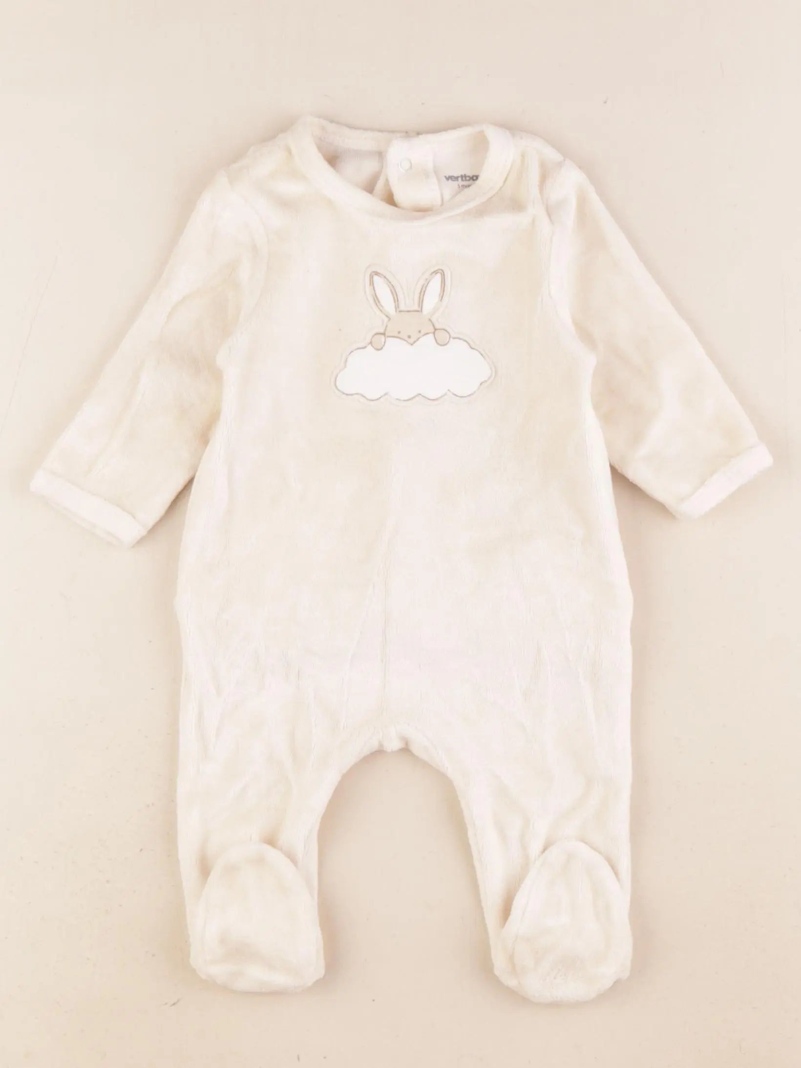 Vertbaudet - pyjama velours beige - 3 mois