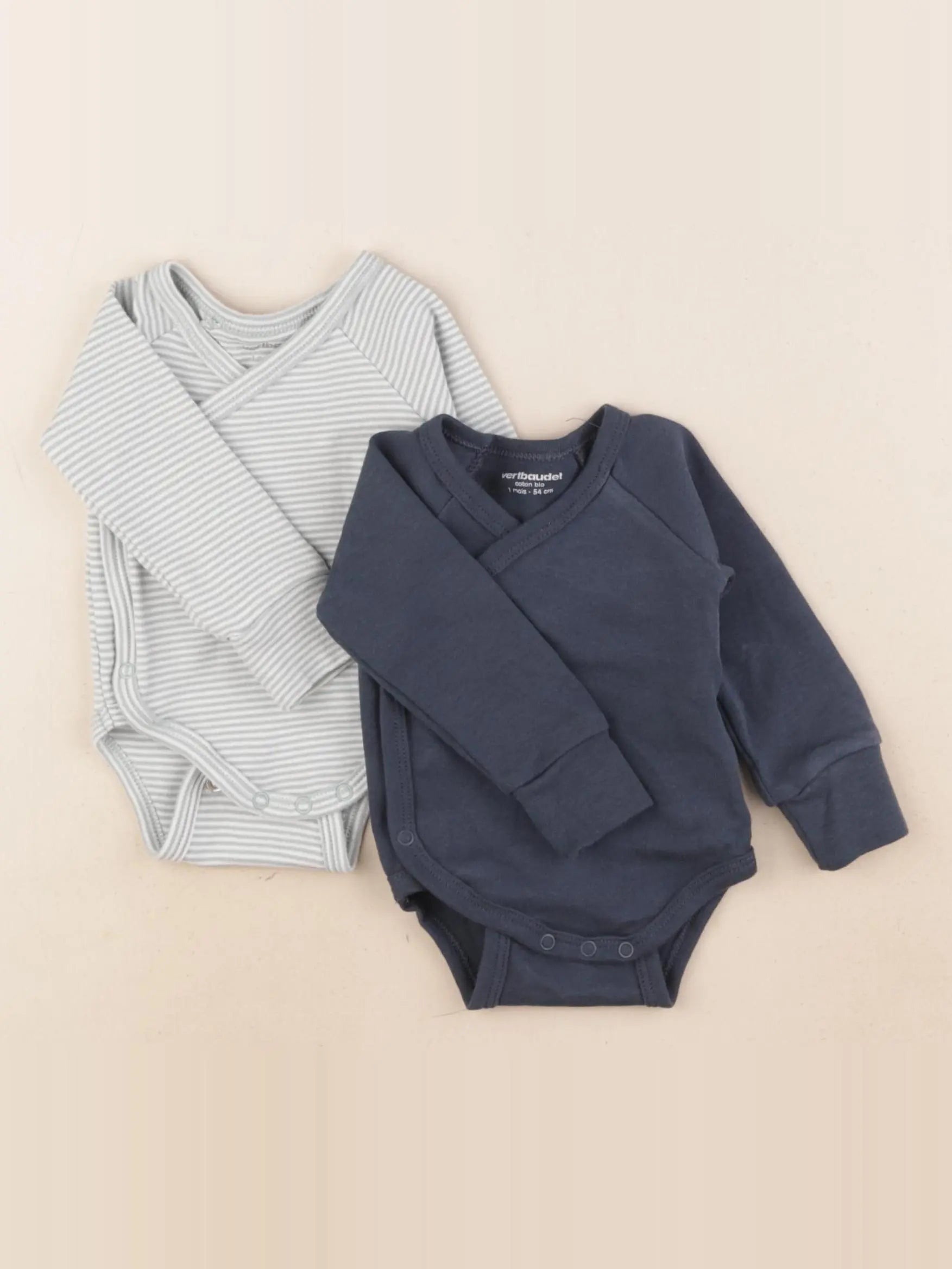 Vertbaudet - lot de 2 bodies en coton multicolore - 1 mois