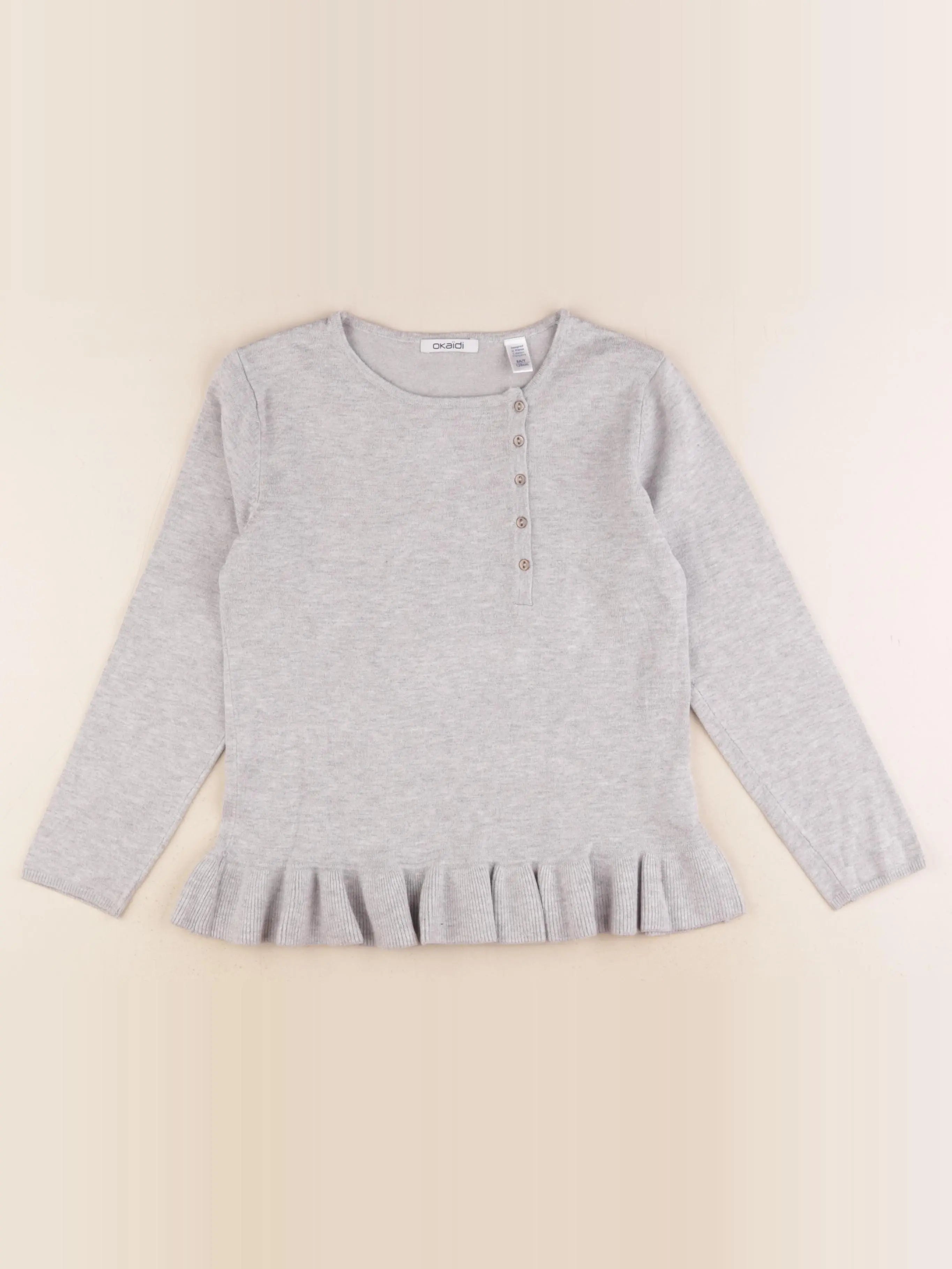 Okaidi - pull gris - 8 ans