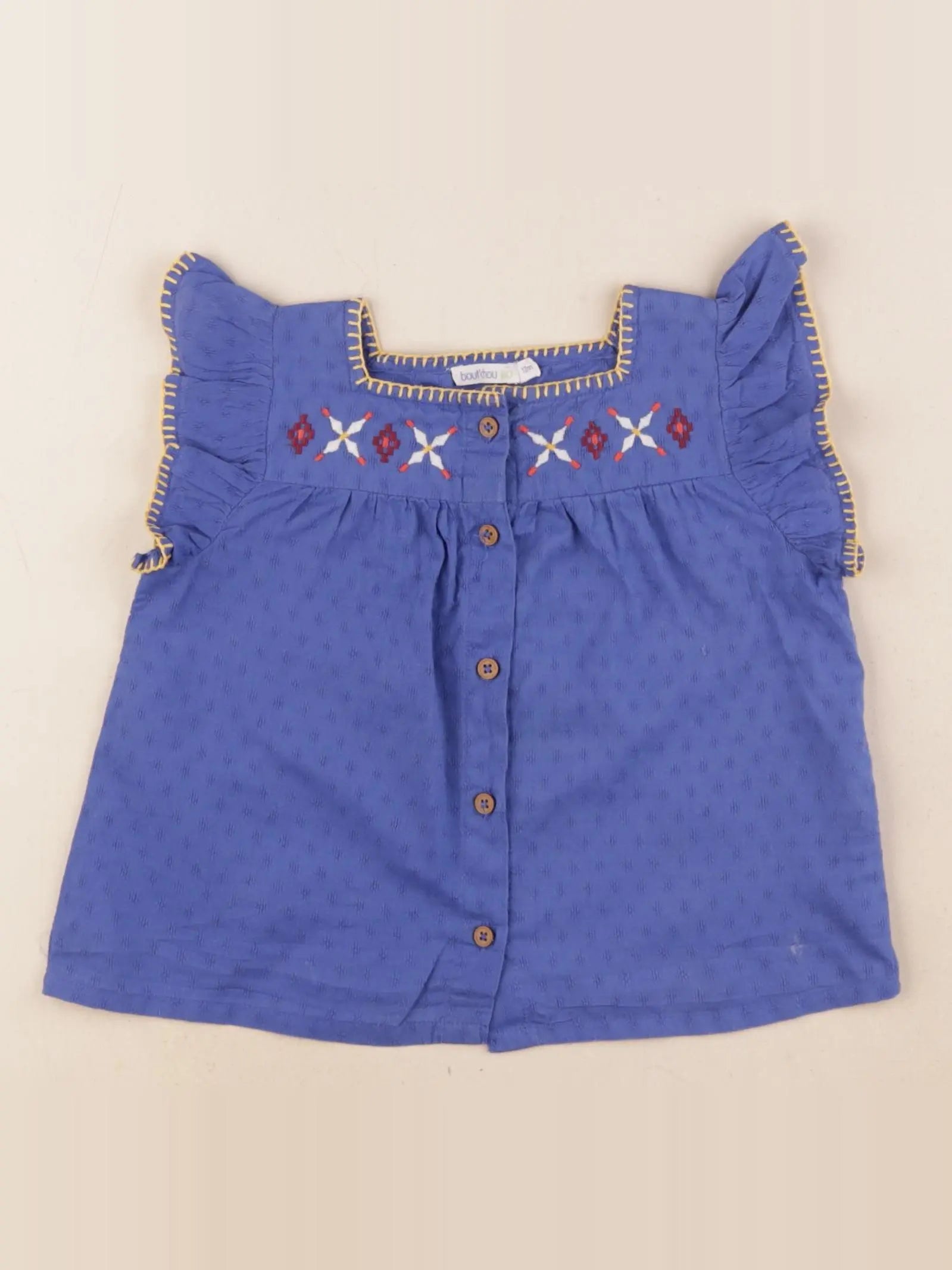 Boutchou - blouse bleu - 12 mois
