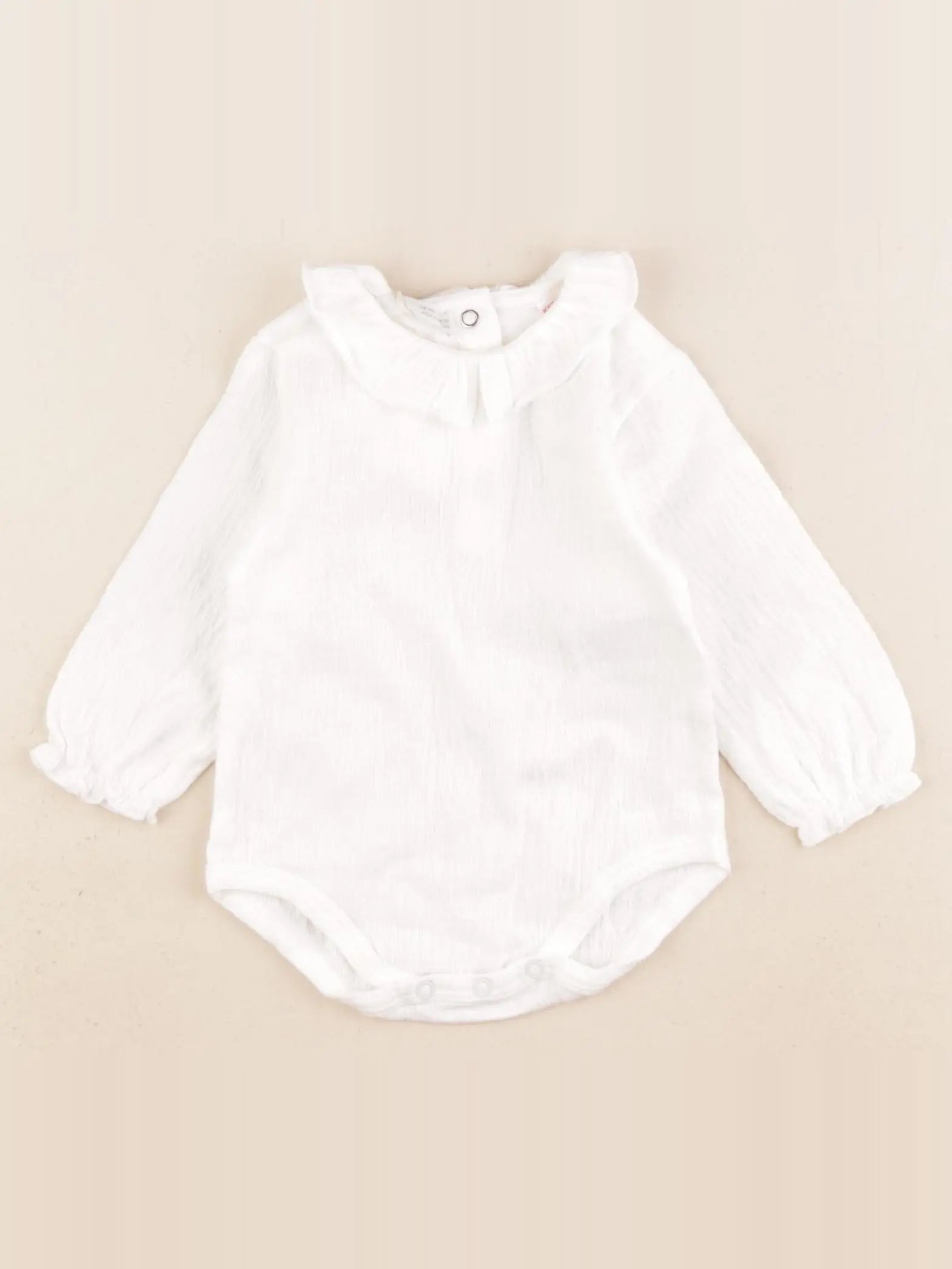 Zara - body à col beige, blanc - 3/6 mois