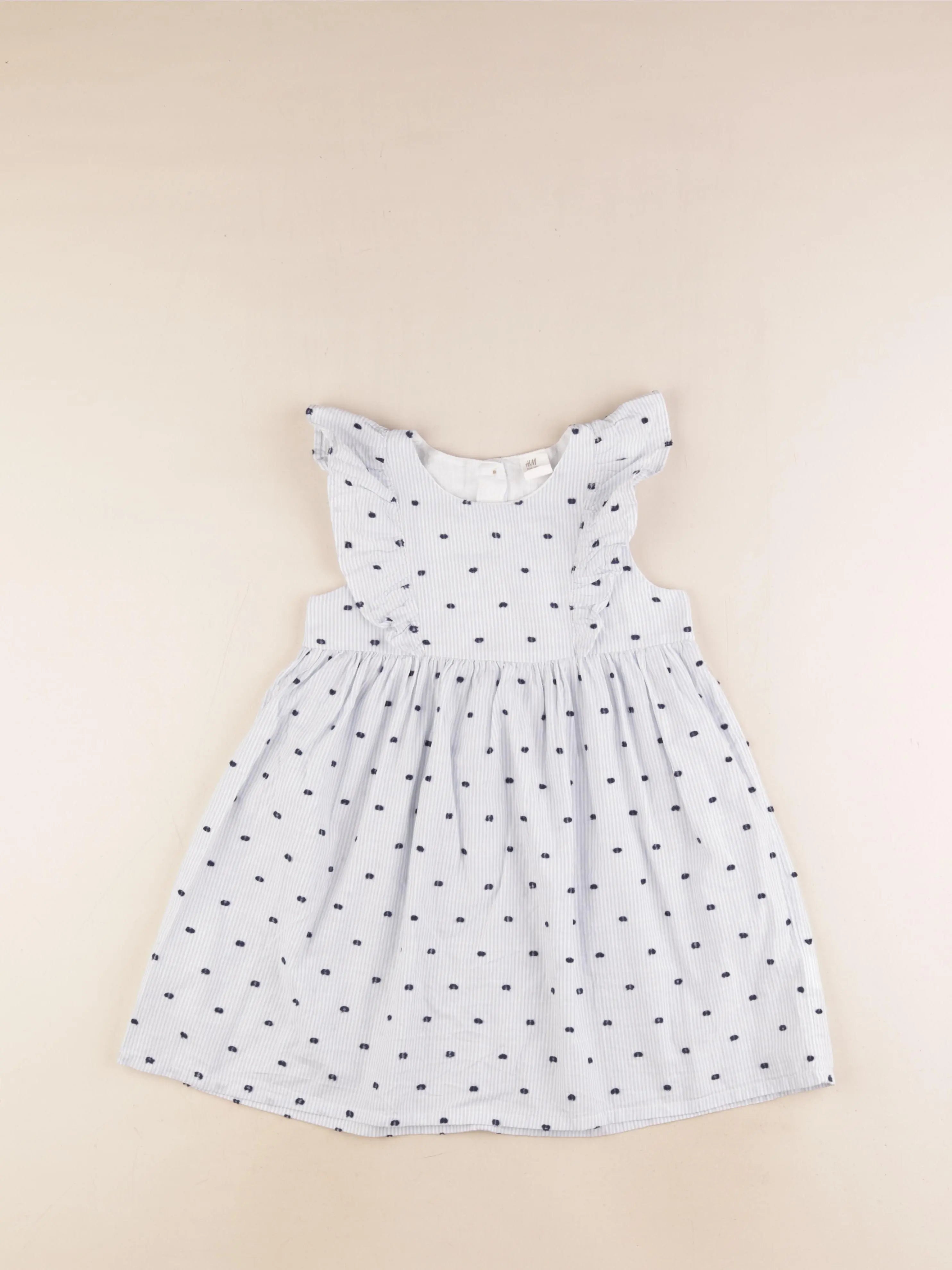 H&M - robe blanc, bleu - 3/4 ans