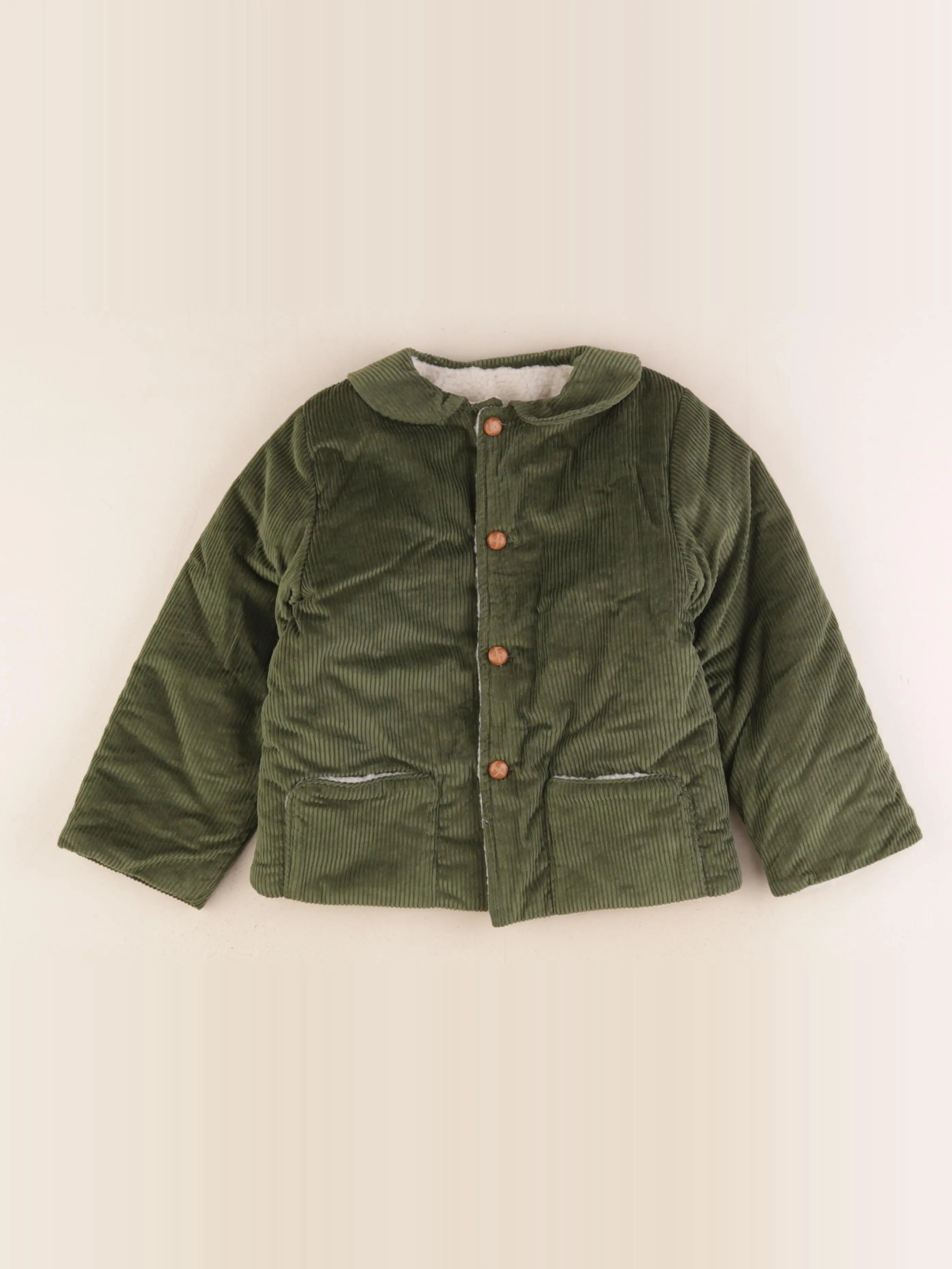 Maison Marelle - manteau réversible vert, beige - 5 ans