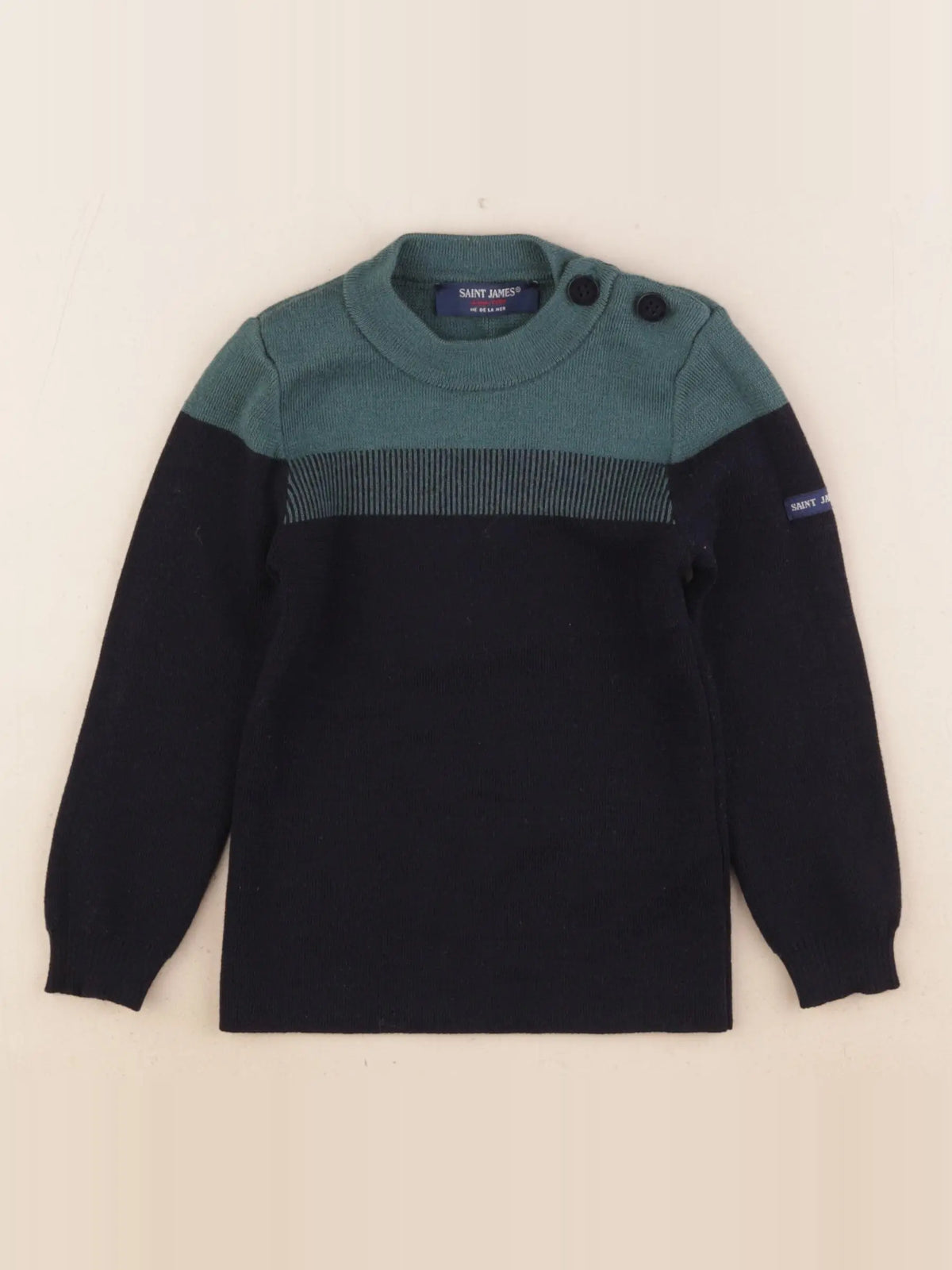 Saint James - pull bleu, vert - 3 ans