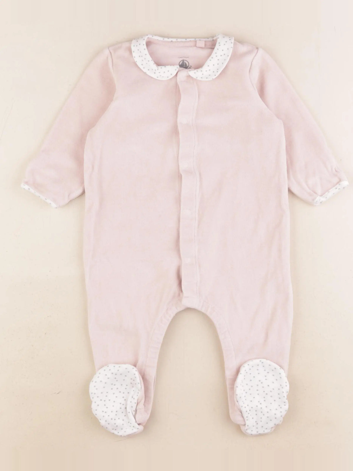 Petit Bateau - pyjama velours rose - 12 mois