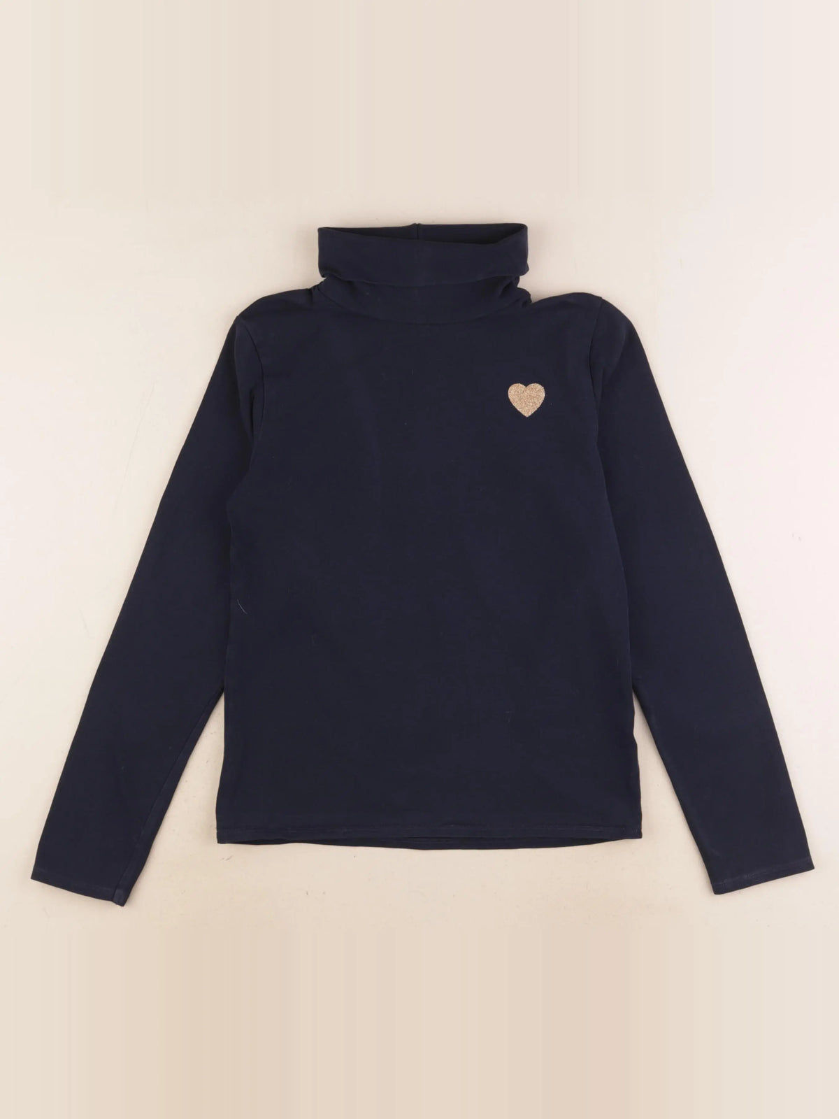 Vertbaudet - sous-pull bleu, or - 10 ans