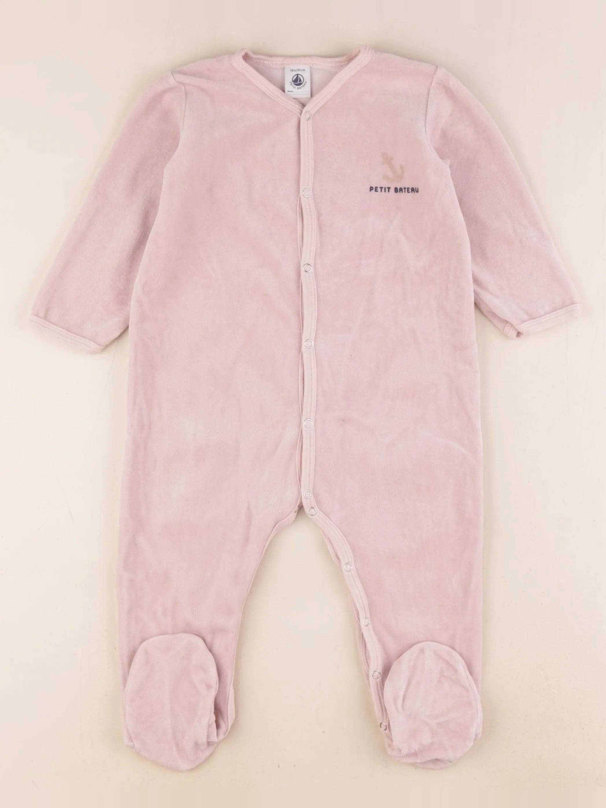 Petit Bateau - pyjama velours rose - 18 mois