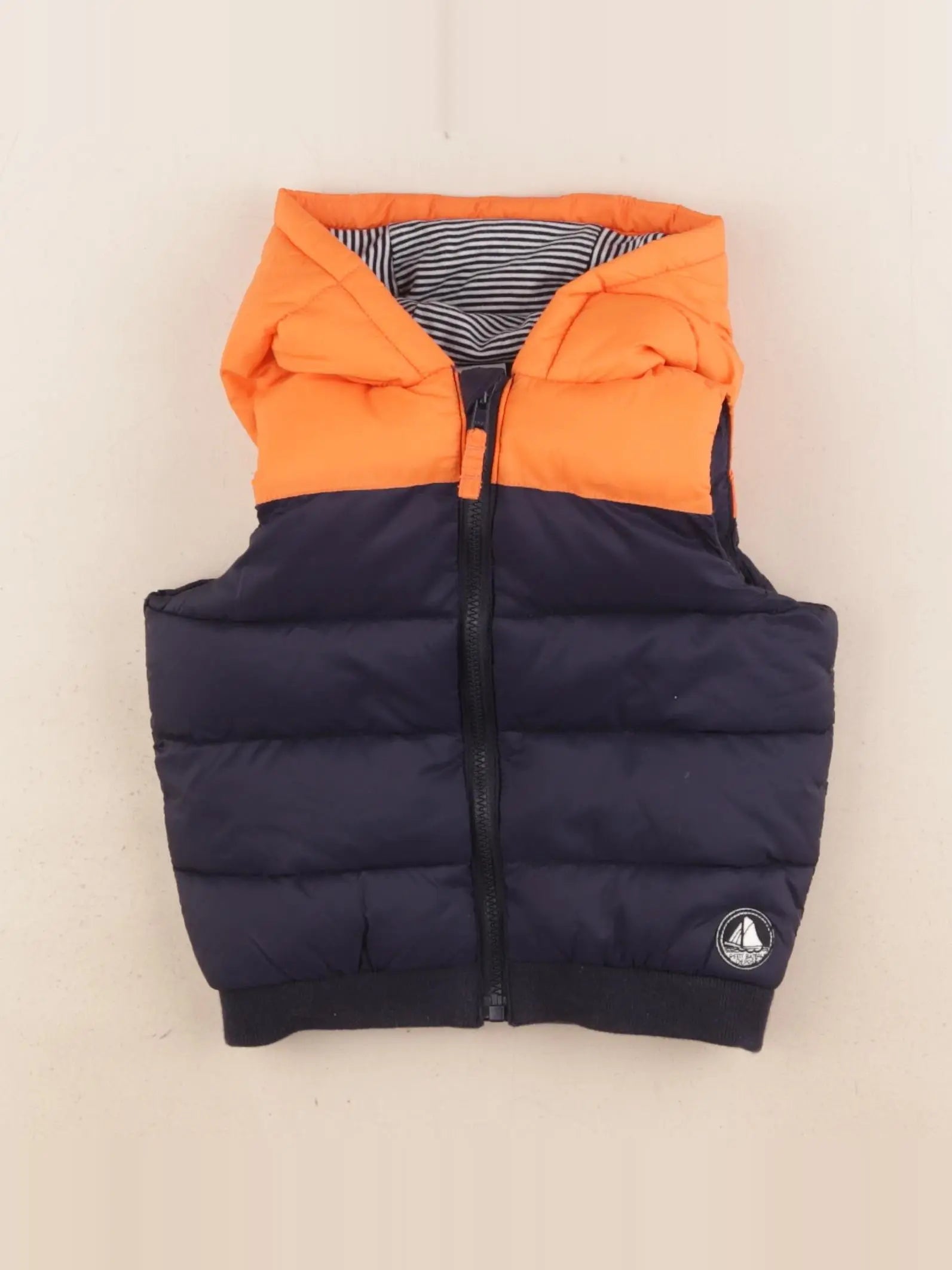 Petit Bateau - doudoune bleu, orange - 12 mois