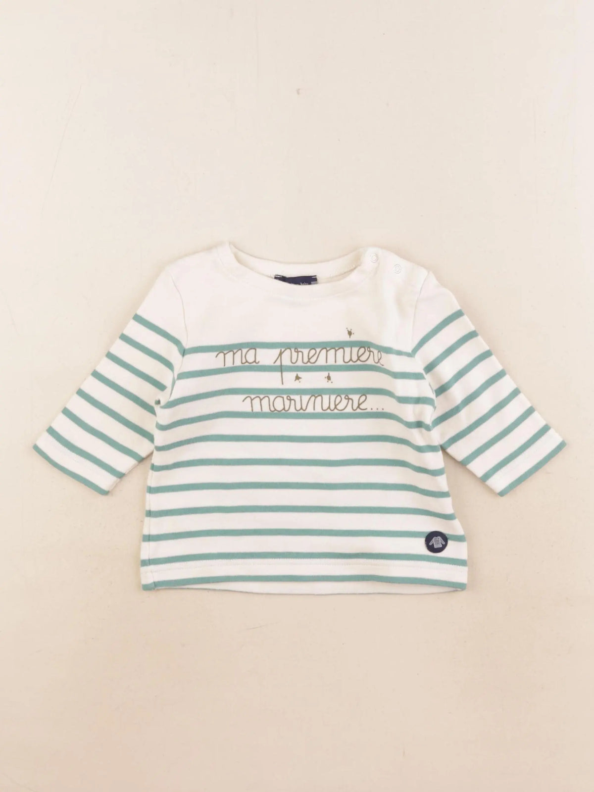 Armor Lux - tee-shirt vert, beige - 6 mois