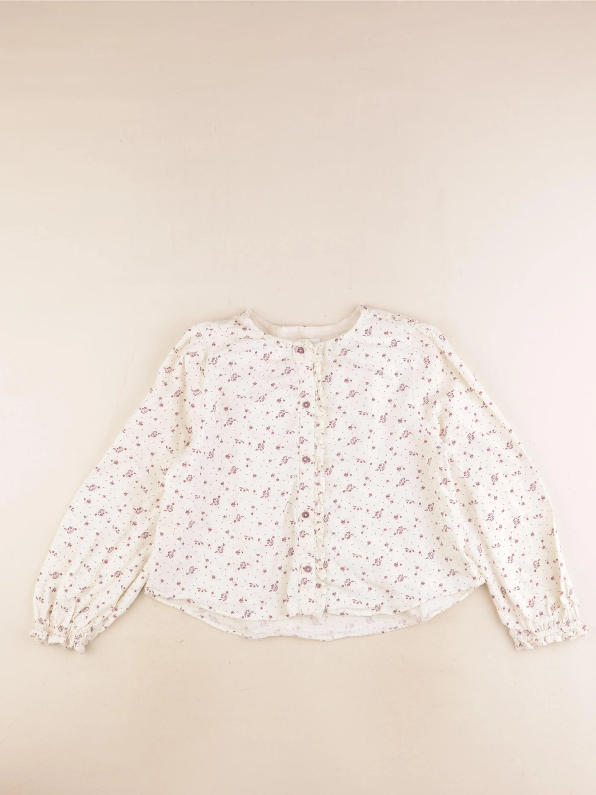 Zara - blouse beige, violet - 9/10 ans