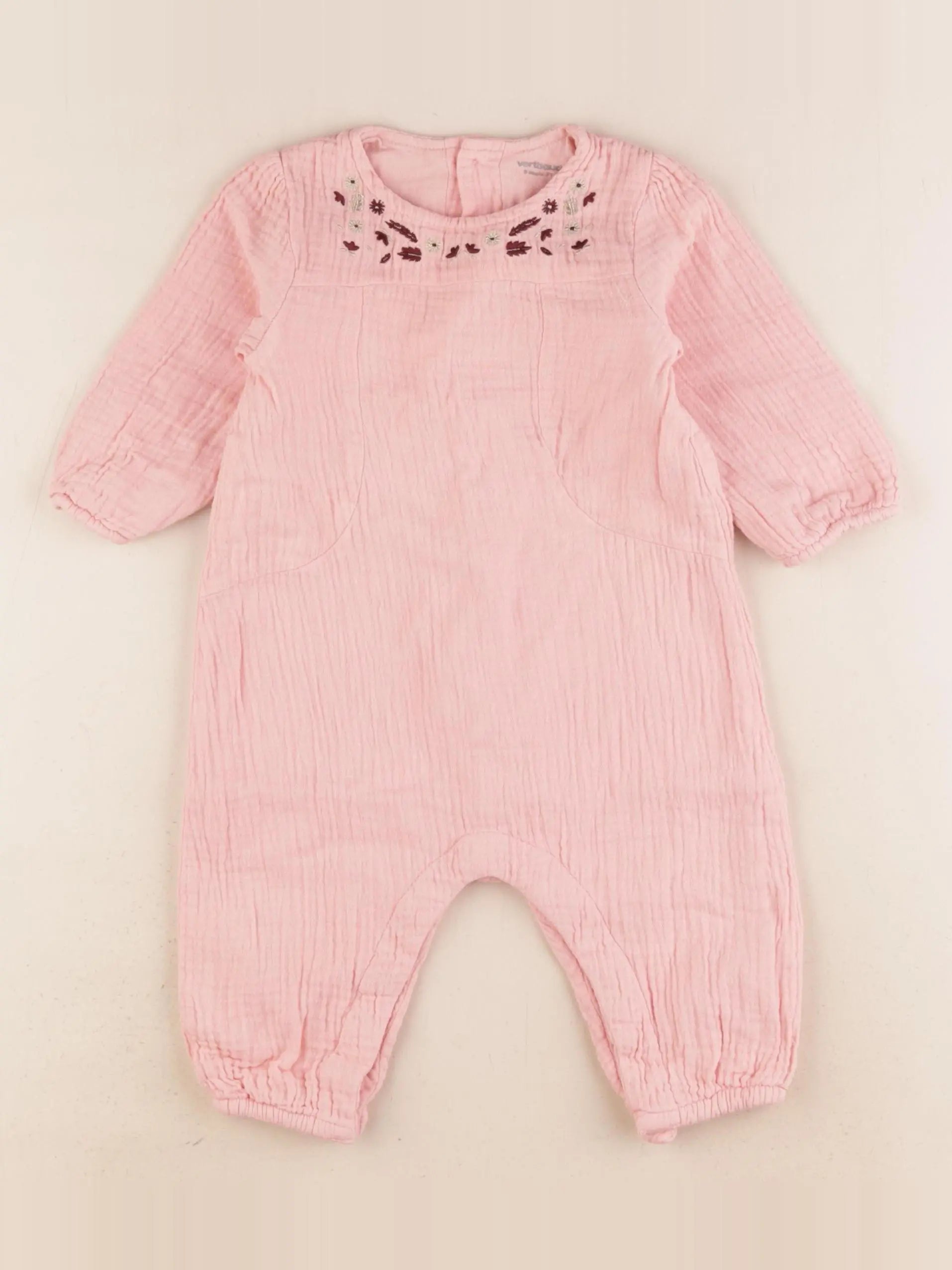 Vertbaudet - combinaison rose - 9 mois