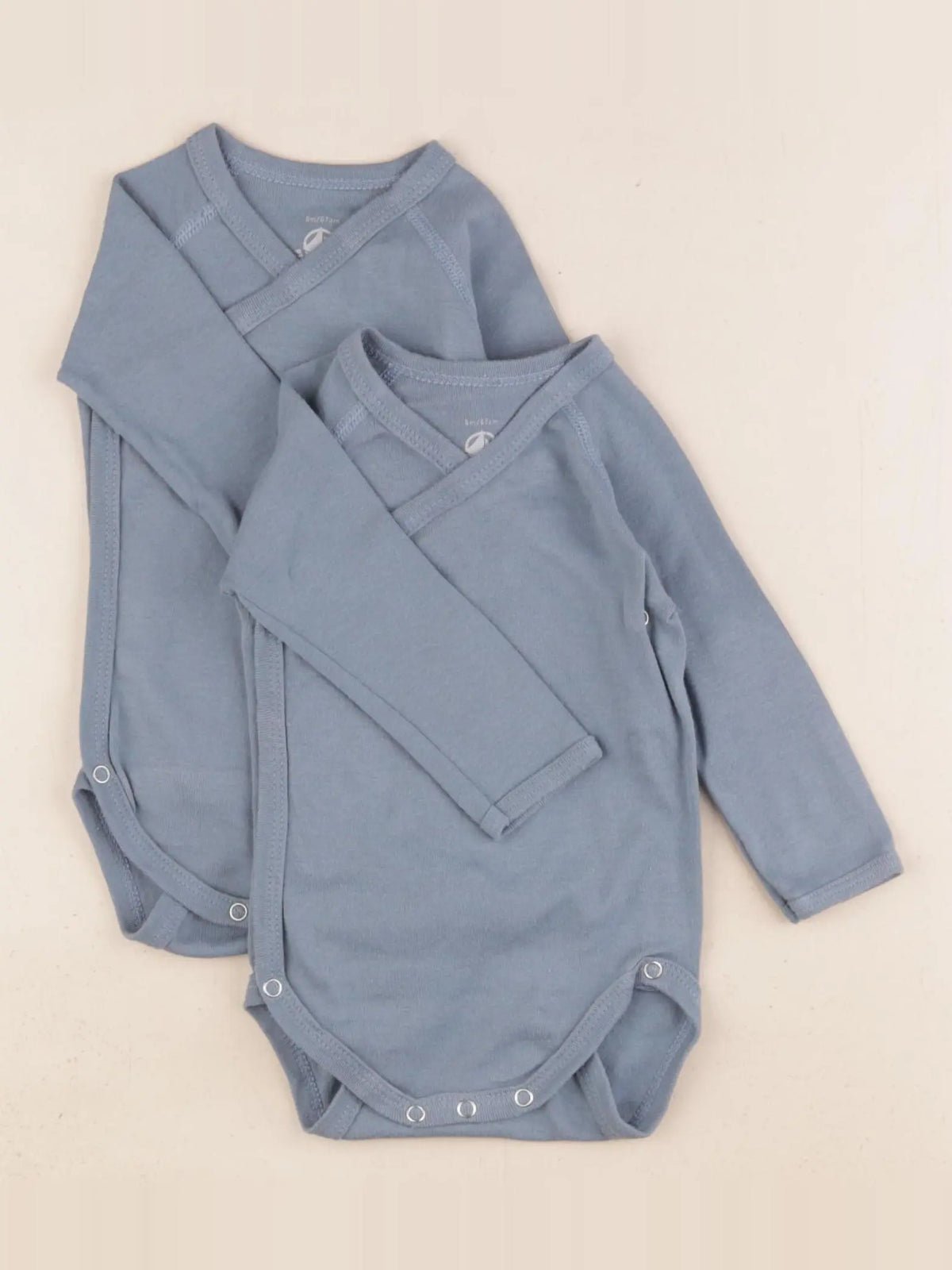 Petit Bateau - lot de 2 bodies en coton bleu - 6 mois