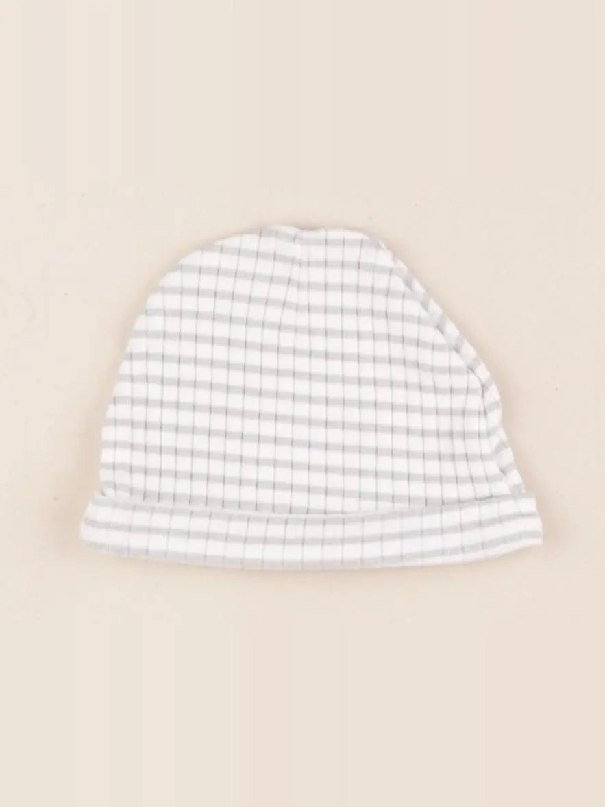 Boutchou - bonnet blanc, gris - 3 mois