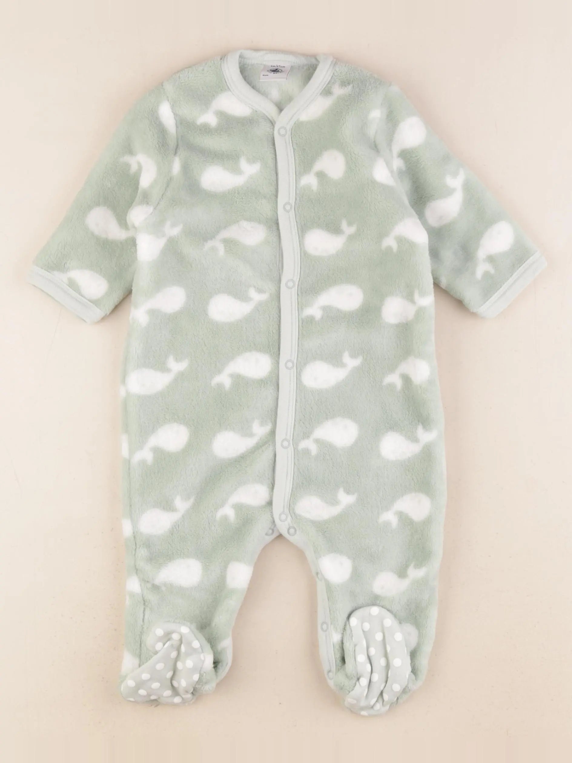 Petit Bateau - pyjama coton vert - 6 mois