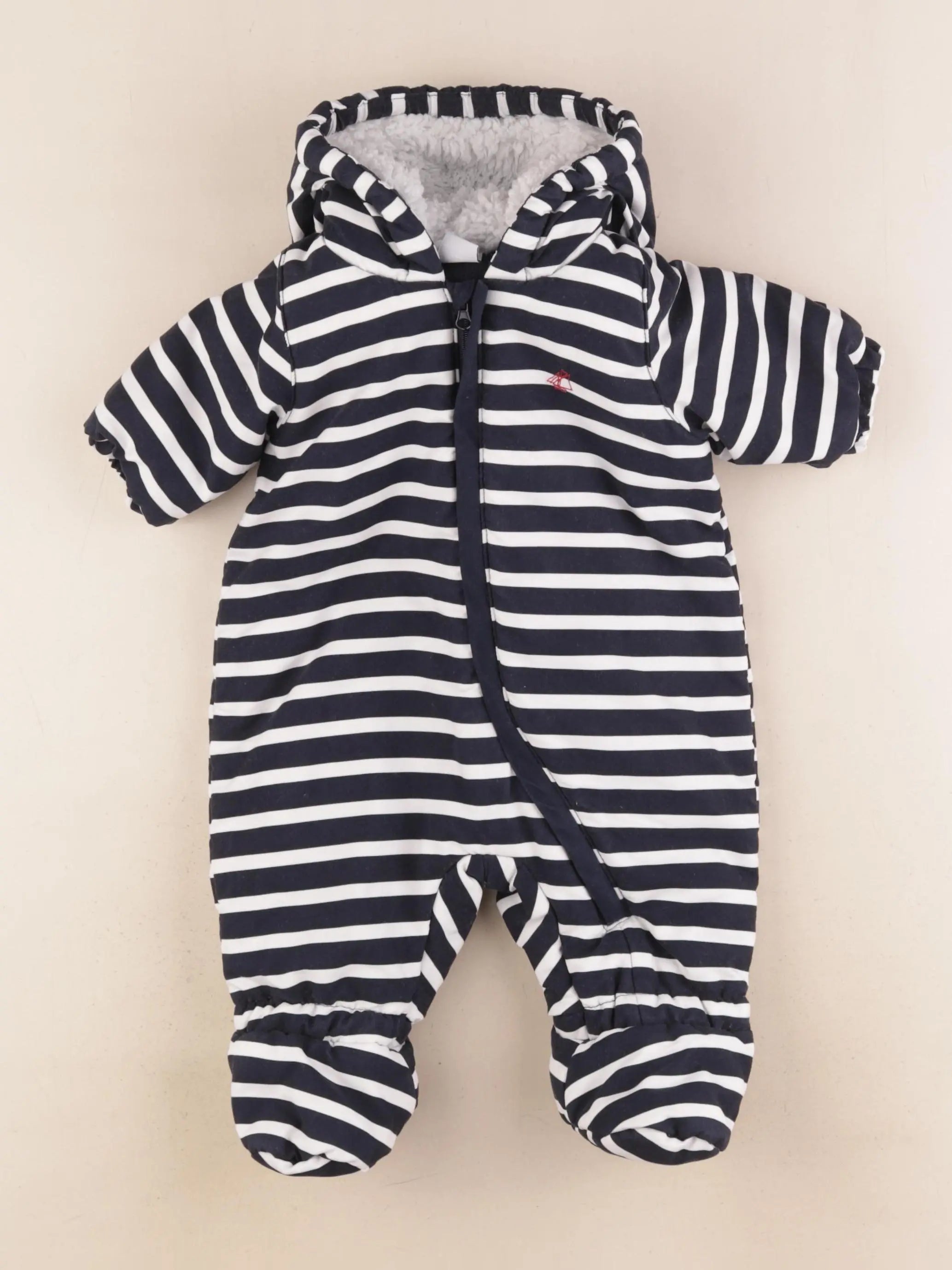 Petit Bateau - combi-pilote bleu, blanc - 3 mois