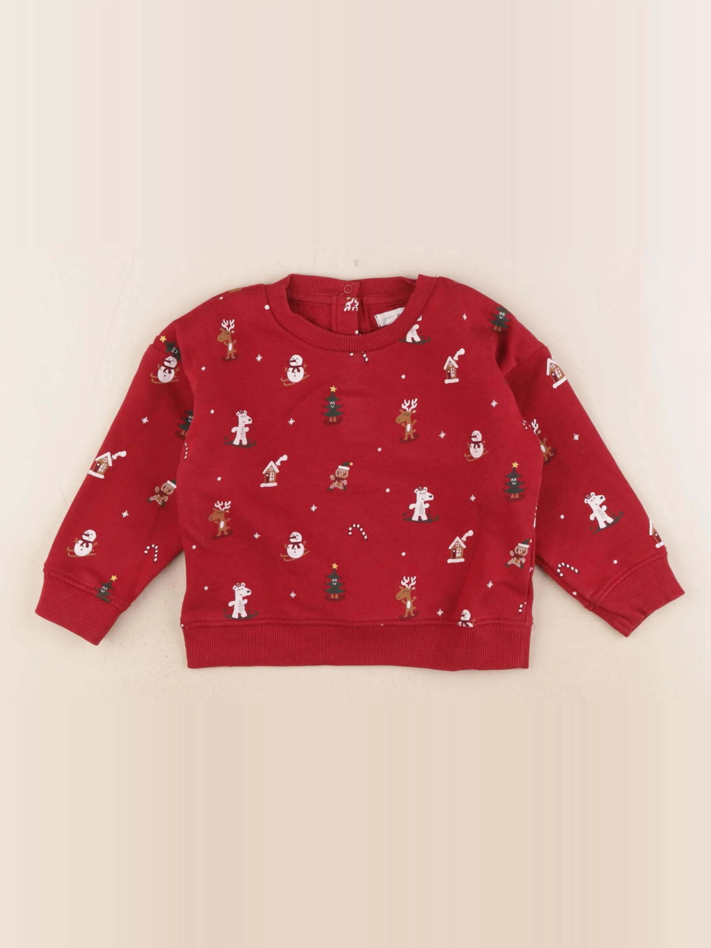 Vertbaudet - sweat rouge - 24 mois