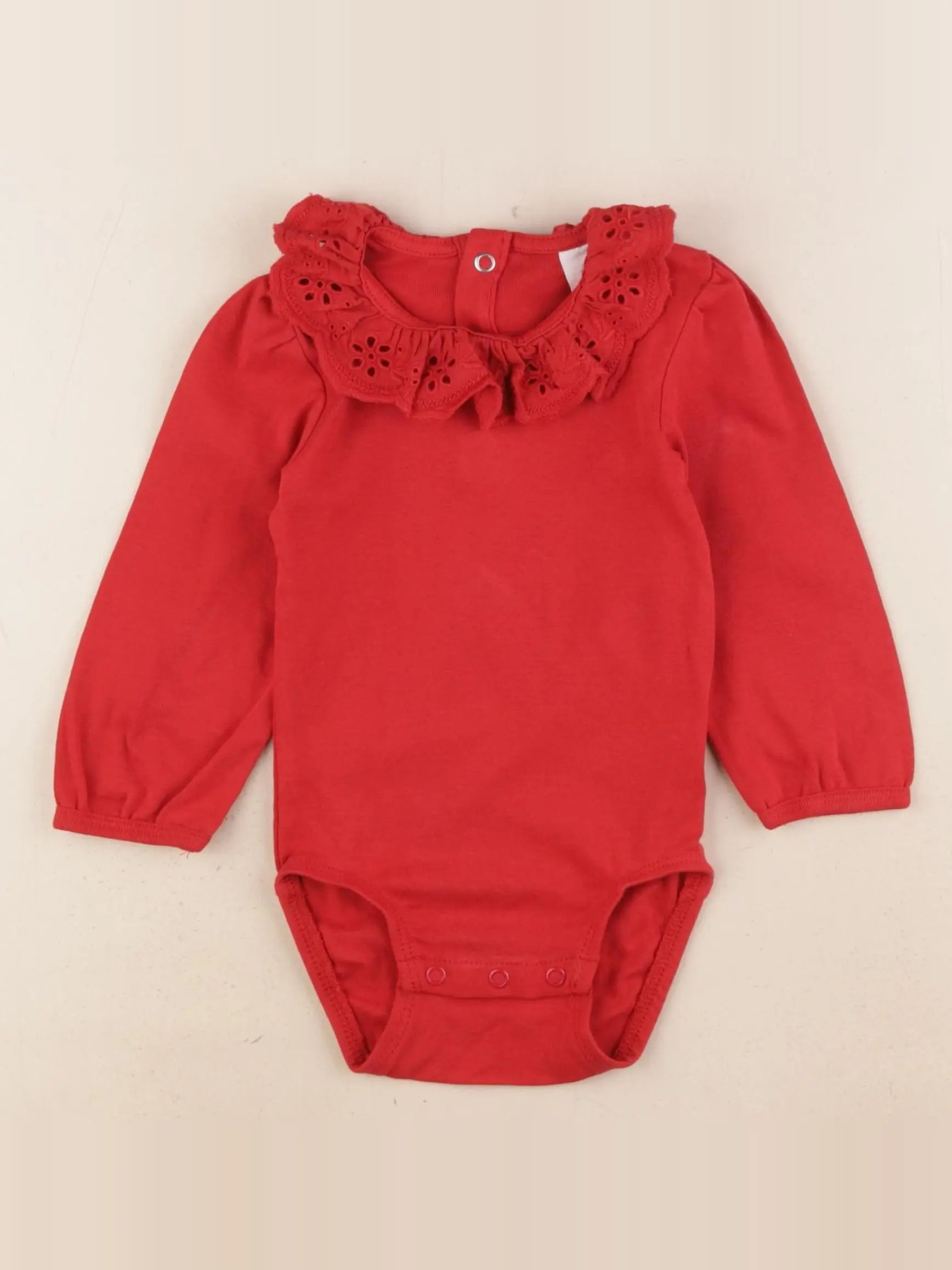 H&M - body à col rouge - 9/12 mois