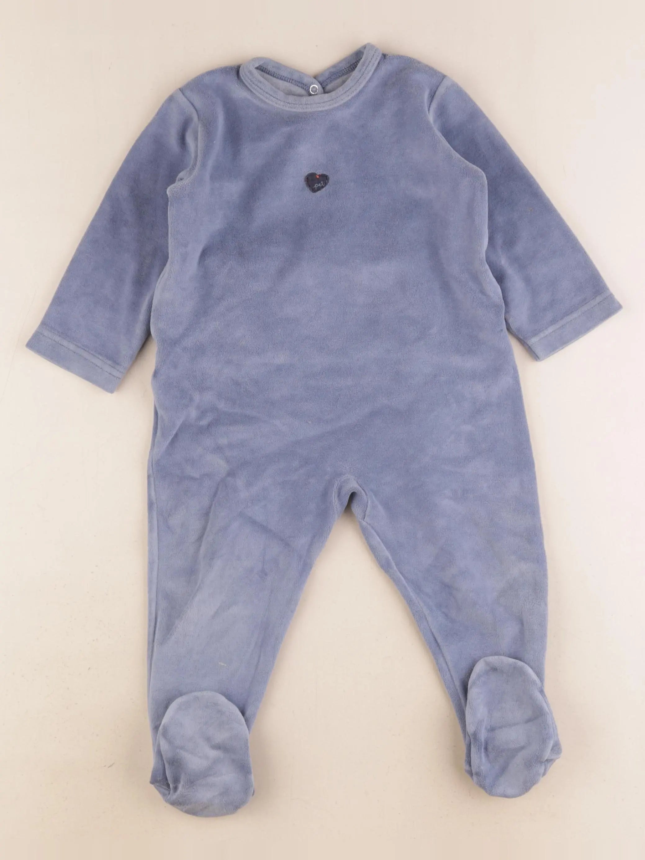 Petit Bateau - pyjama velours bleu - 18 mois