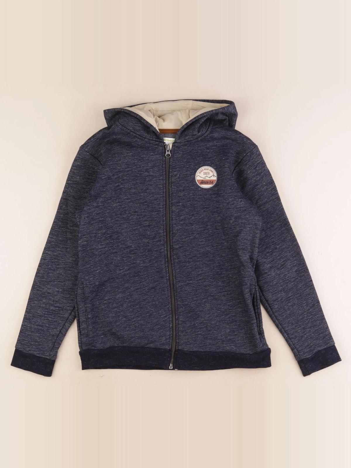 Vertbaudet - sweat imprimé au dos bleu - 12 ans