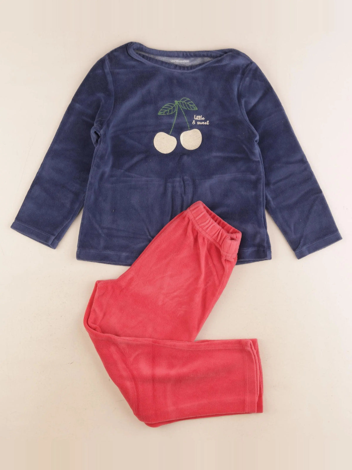 Vertbaudet - pyjama velours bleu, rouge - 5 ans