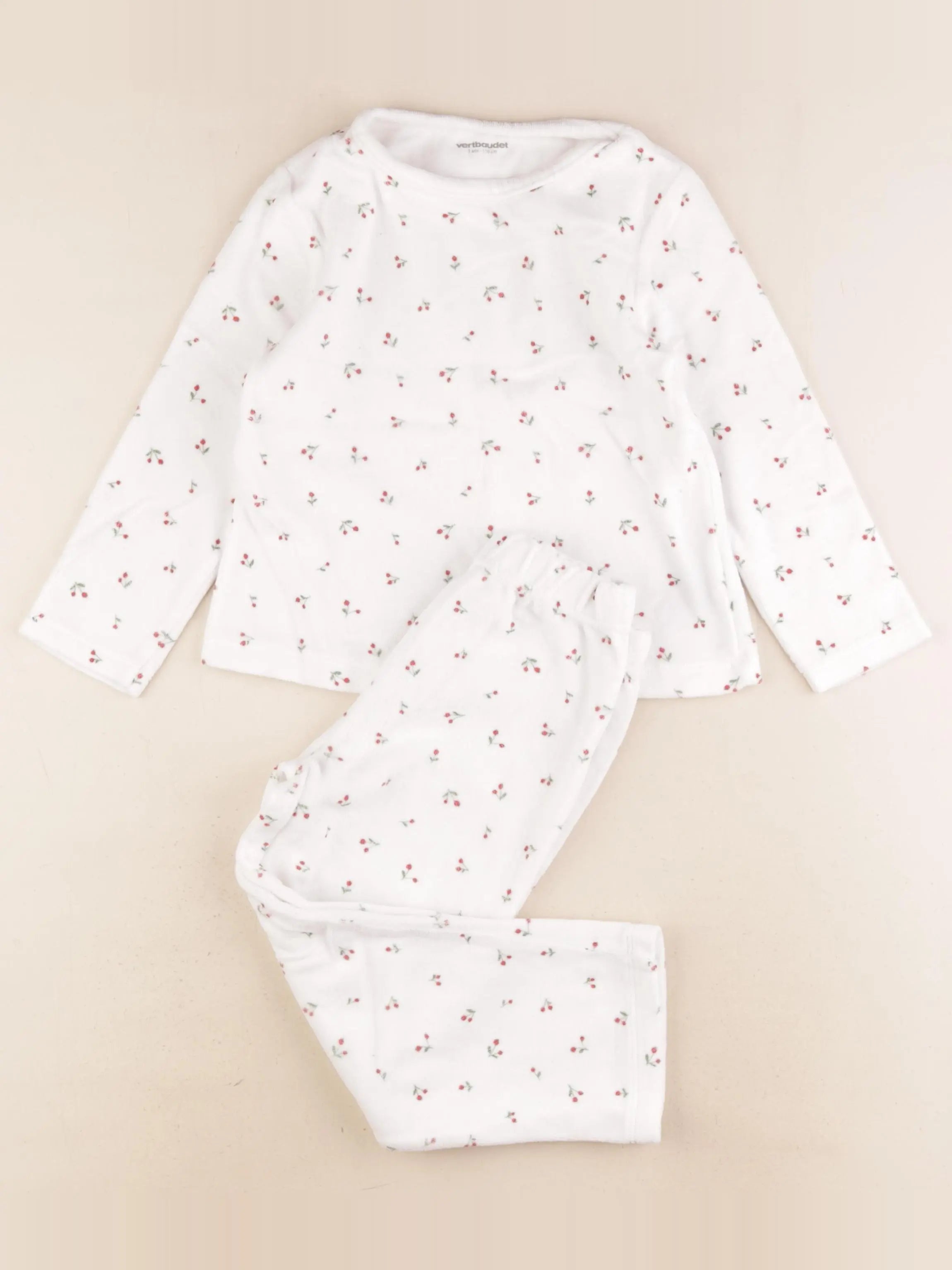 Vertbaudet - pyjama velours blanc - 5 ans