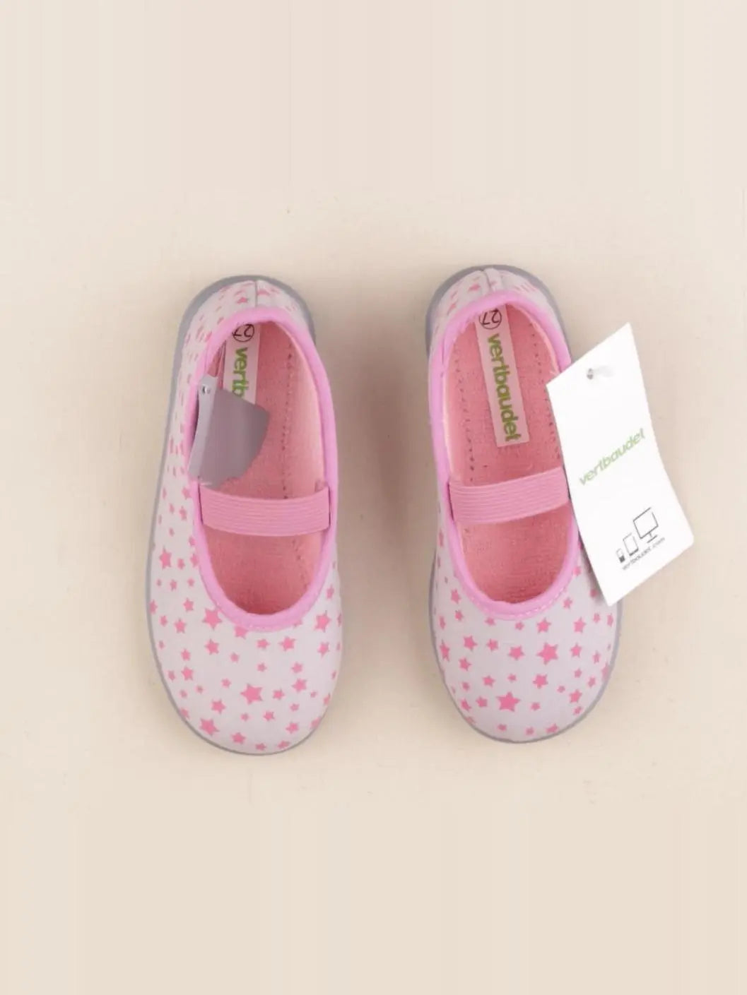 Vertbaudet - chaussons gris, rose - pointure 27