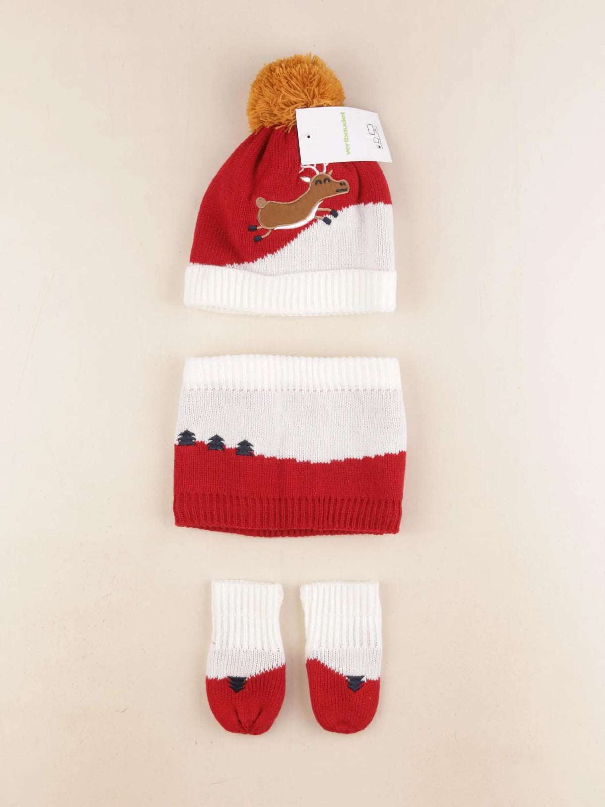 Vertbaudet - ensemble bonnet/moufles/tour de cou multicolore - 12/18 mois