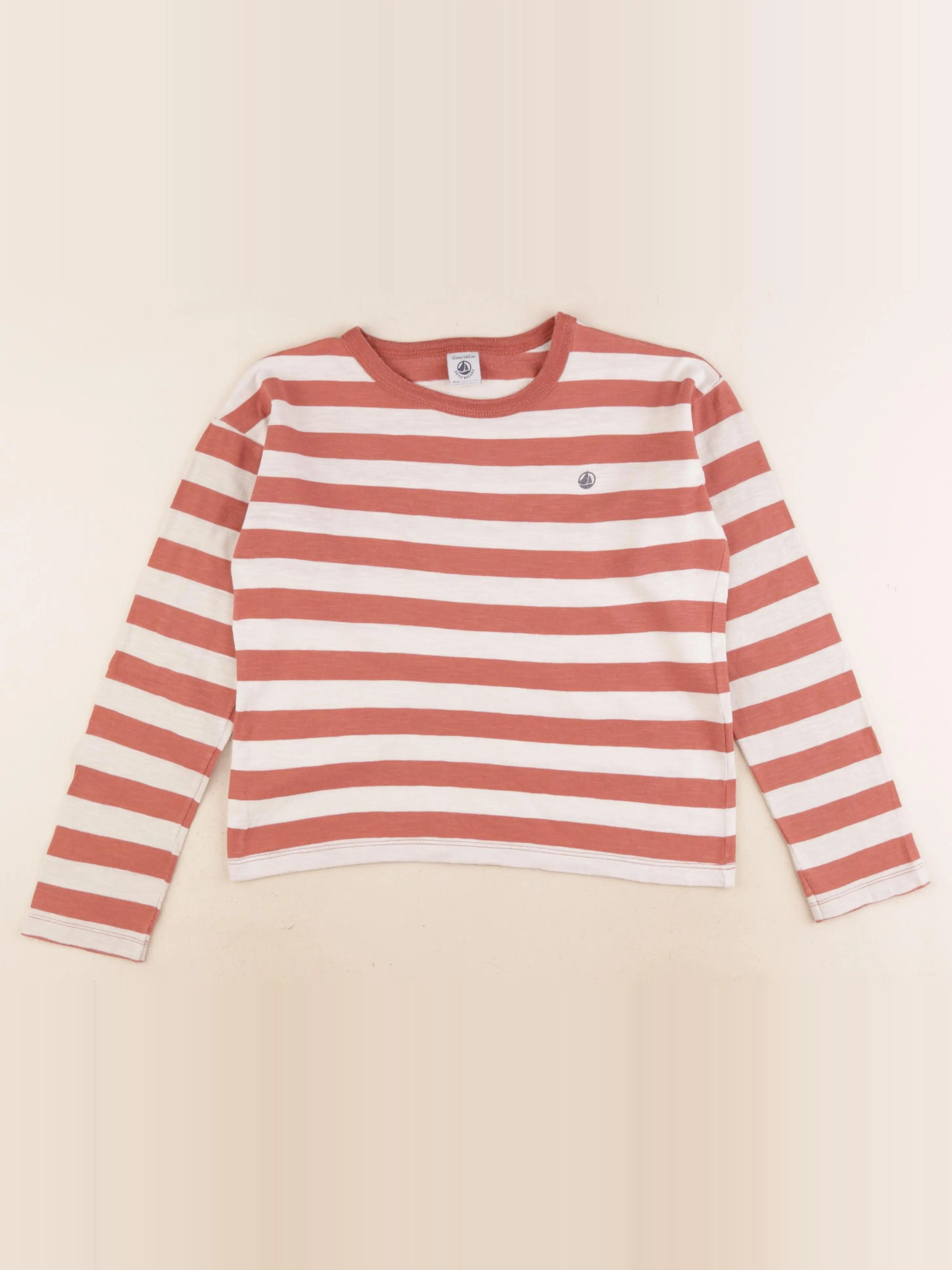 Petit Bateau - tee-shirt rouge, beige - 10 ans