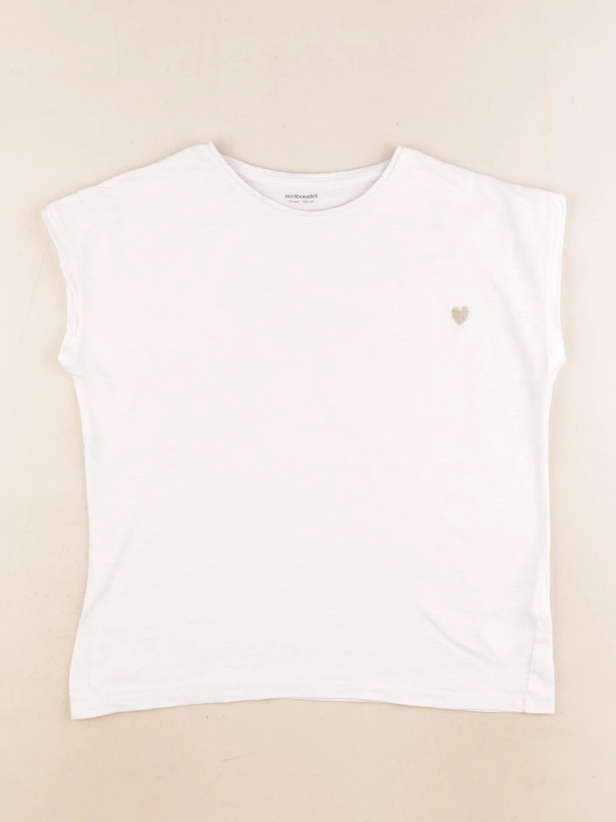Vertbaudet - tee-shirt blanc, or - 10 ans