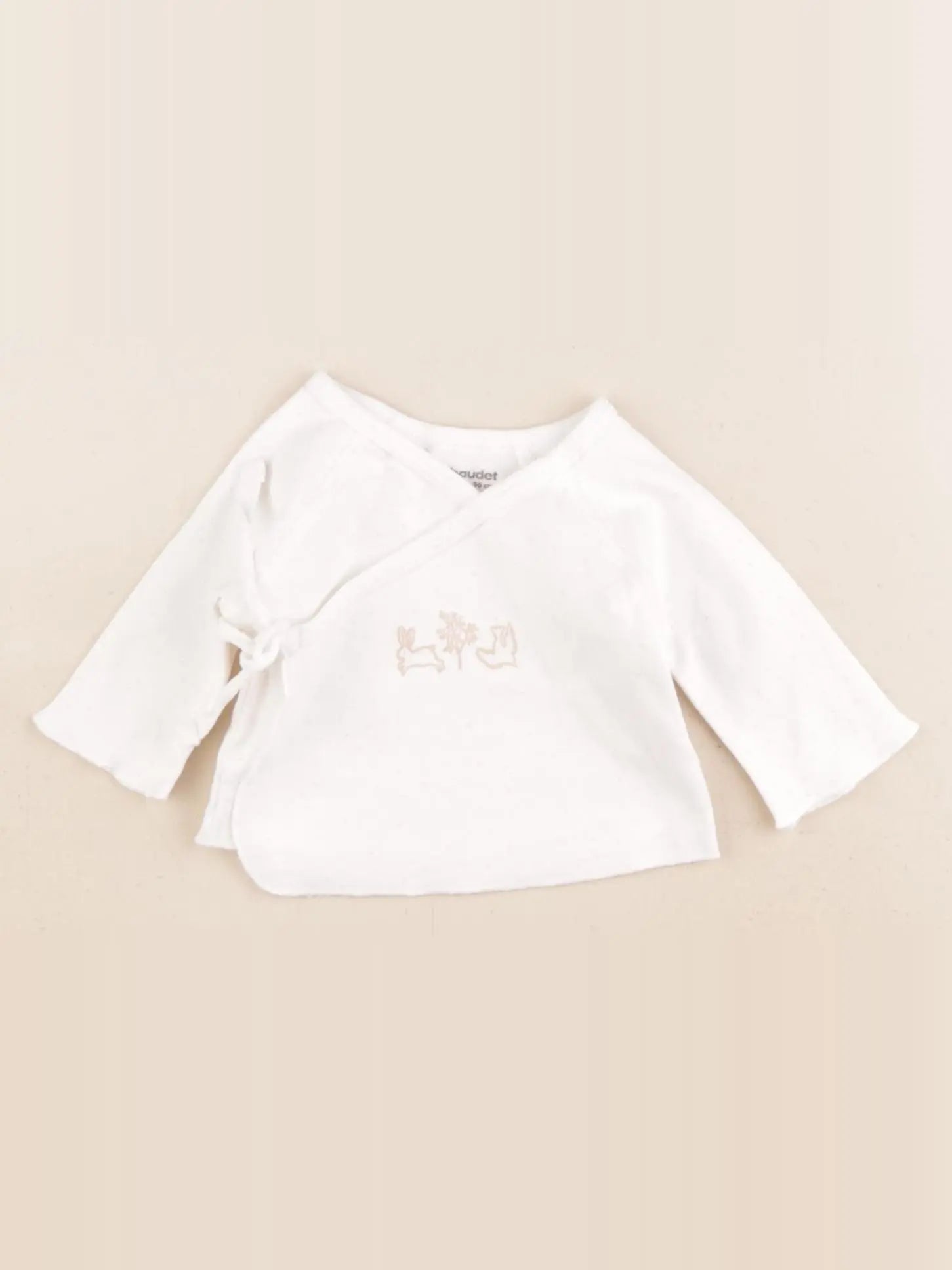 Vertbaudet - tee-shirt blanc, beige - 0 mois
