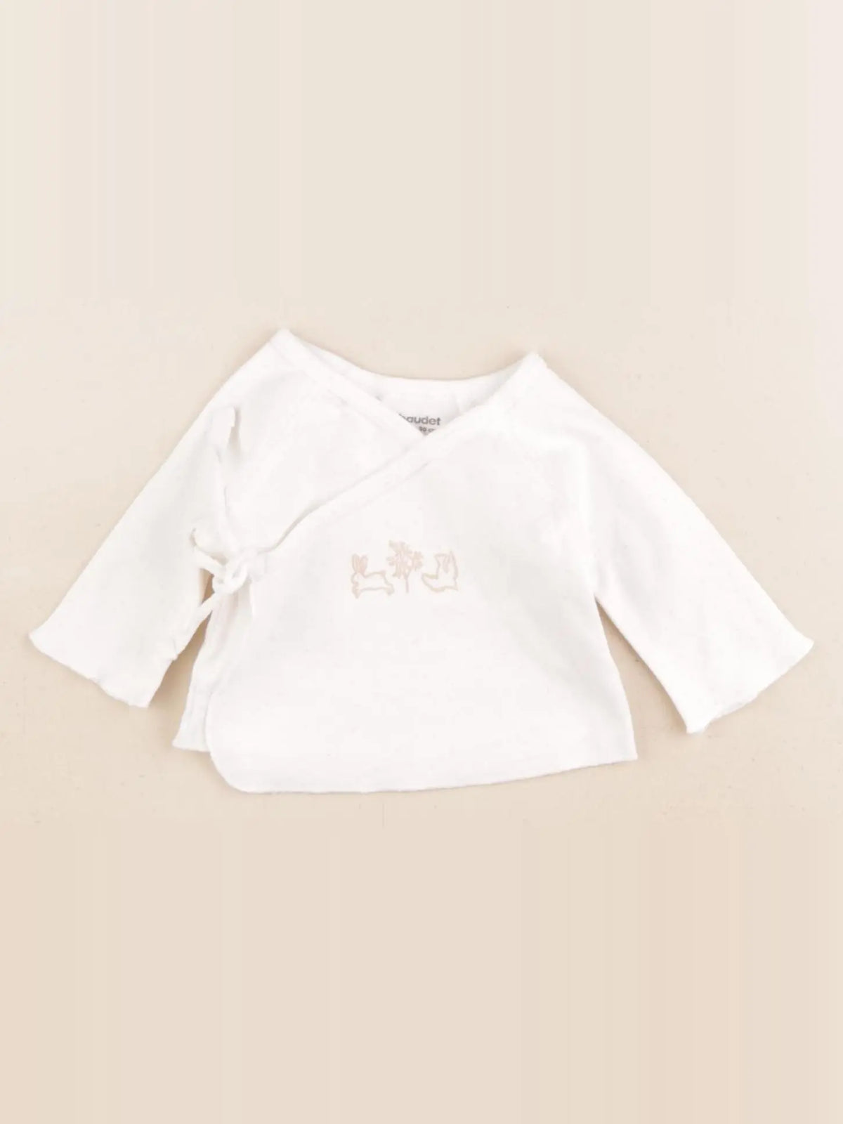 Vertbaudet - tee-shirt blanc, beige - 0 mois