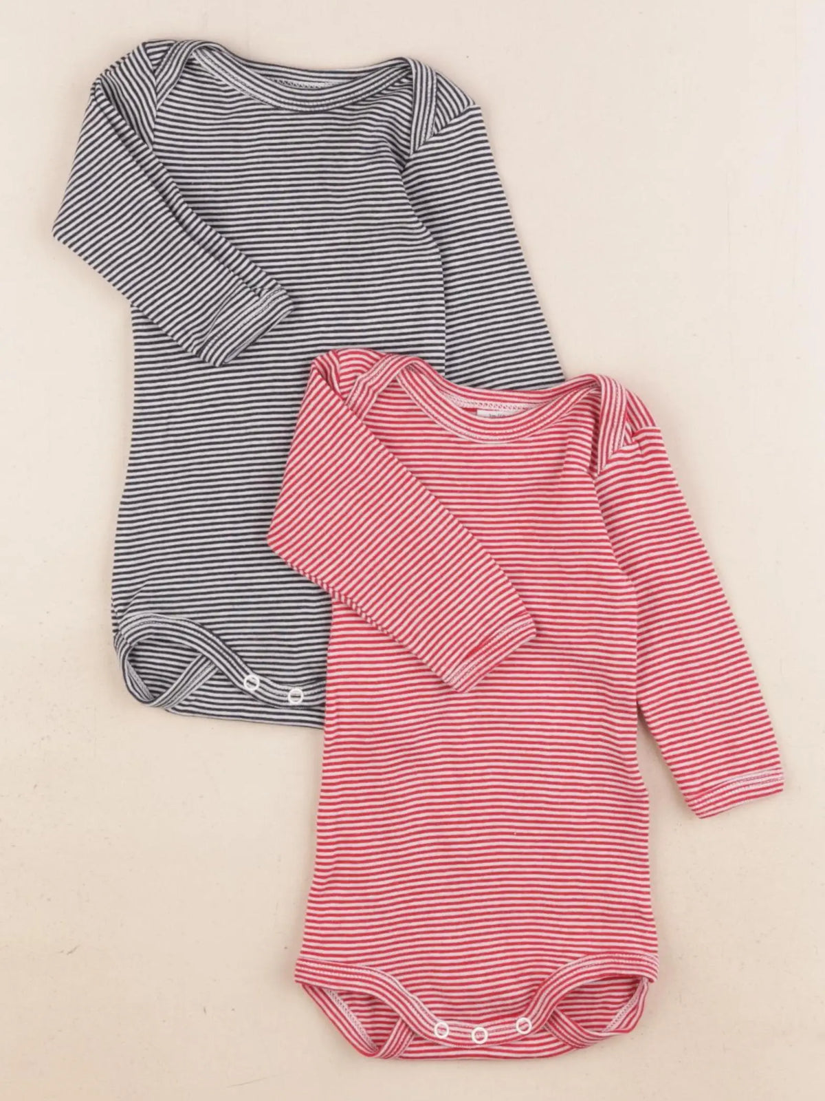 Petit Bateau - lot de 2 bodies en coton bleu, rouge - 3 mois