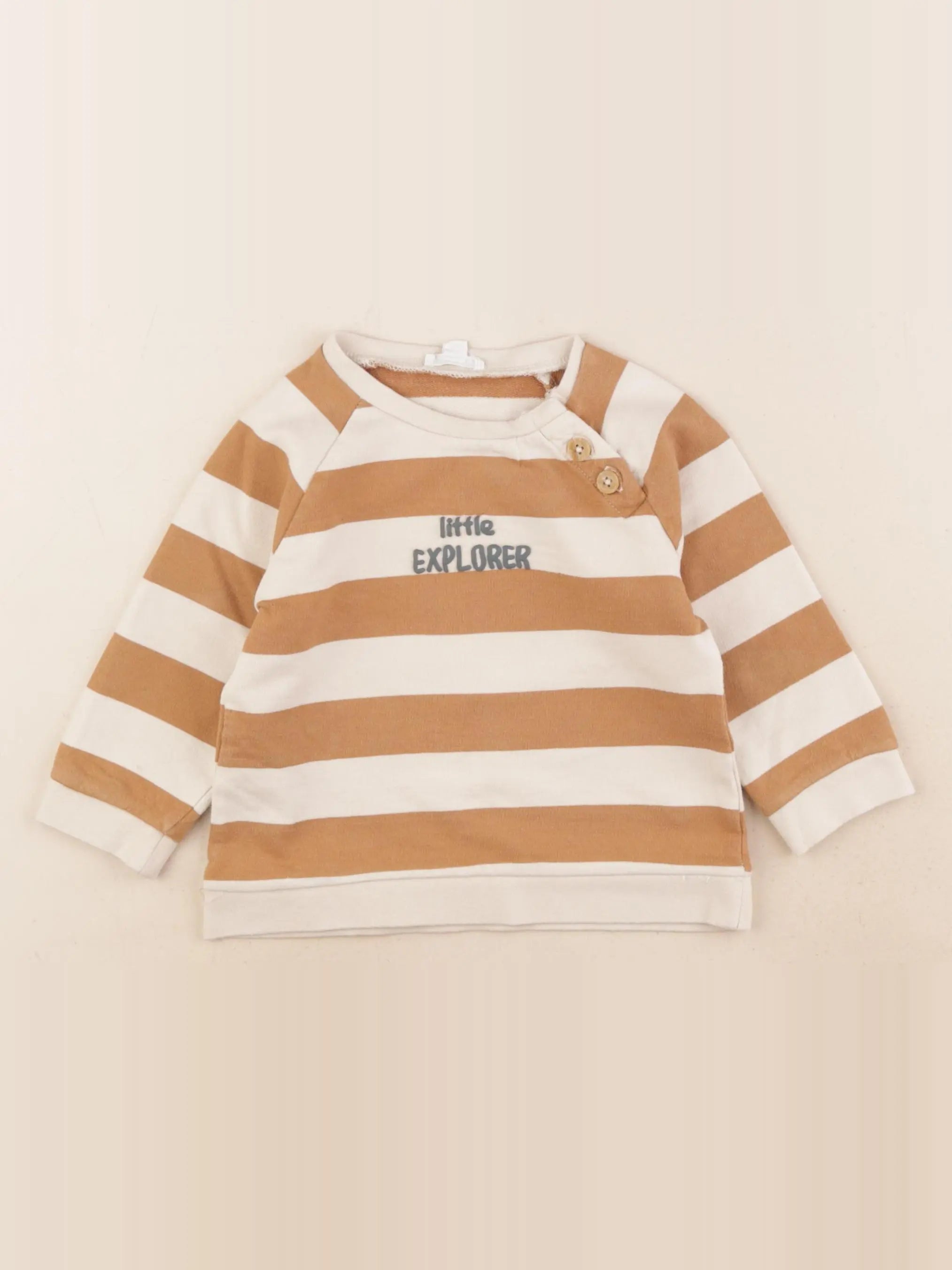 Vertbaudet - sweat marron, beige - 24 mois