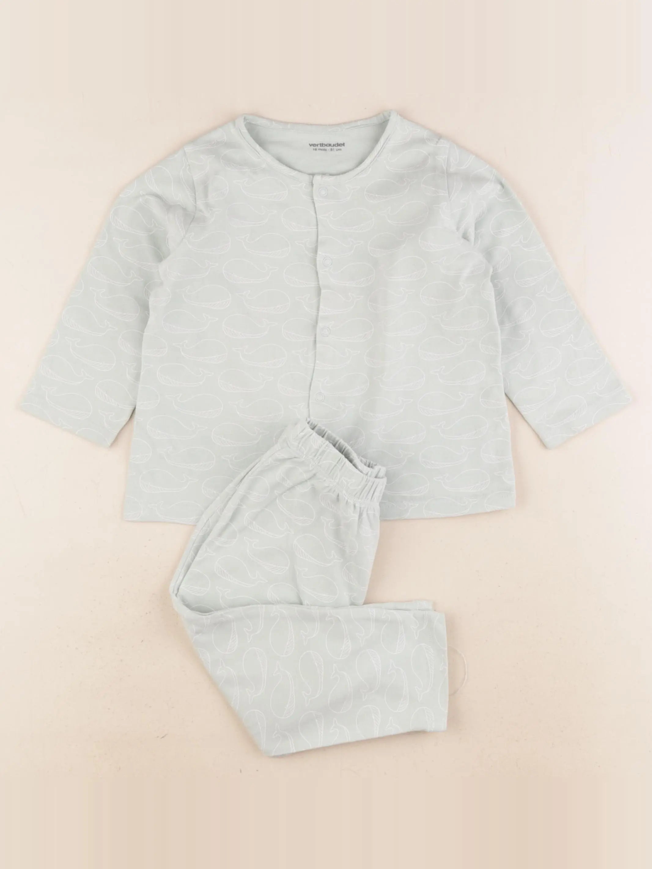 Vertbaudet - pyjama coton vert - 18 mois