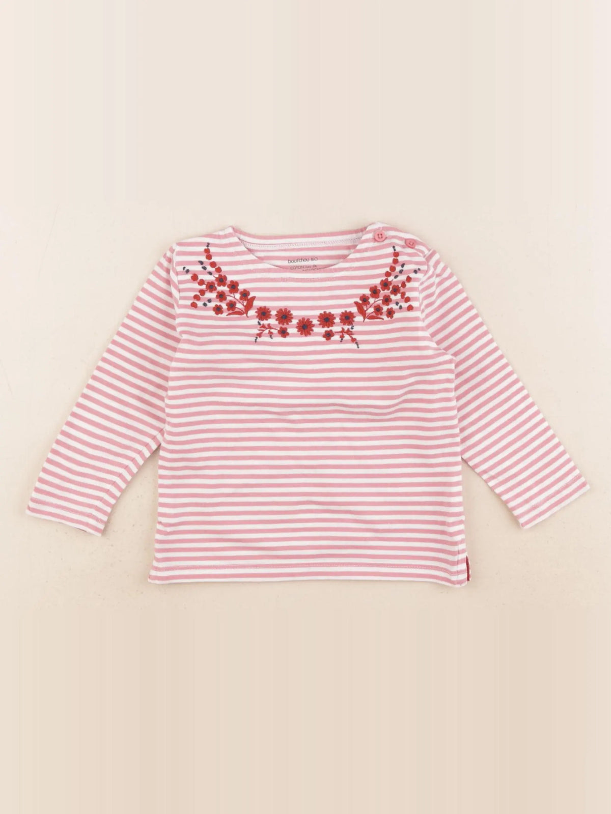 Boutchou - tee-shirt blanc, rose - 9 mois