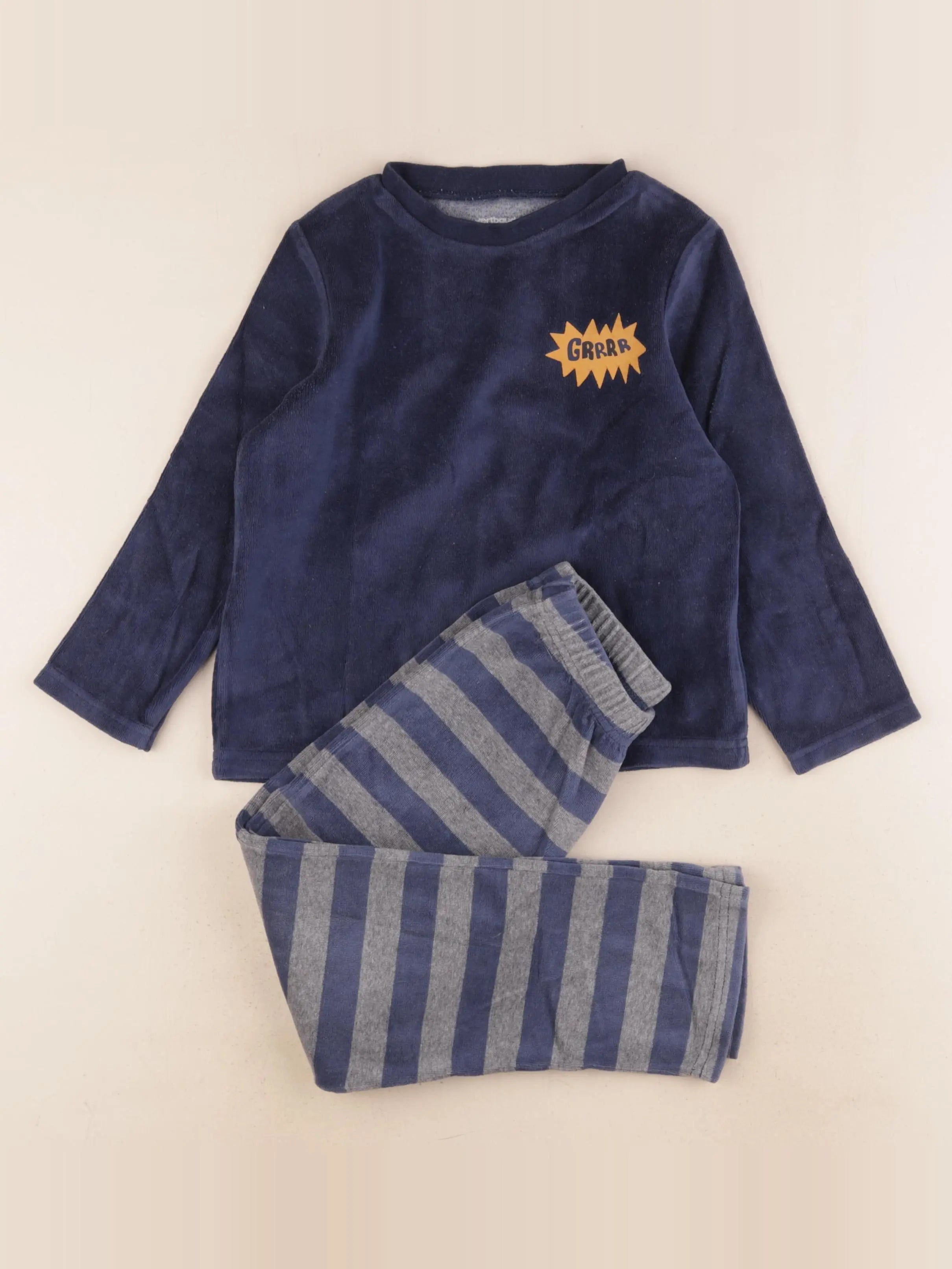 Vertbaudet - pyjama velours bleu - 5 ans