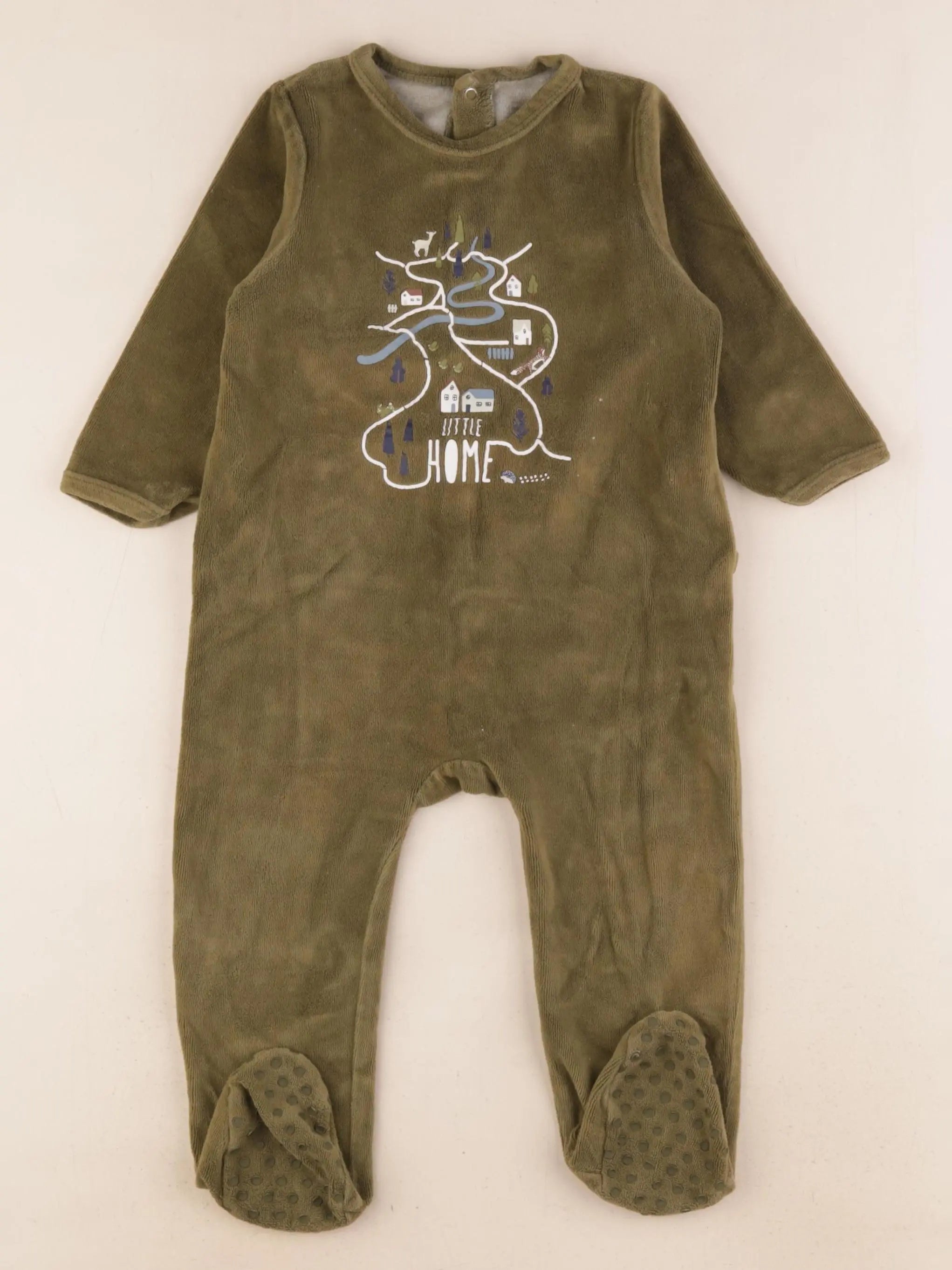 Vertbaudet - pyjama velours vert - 18 mois