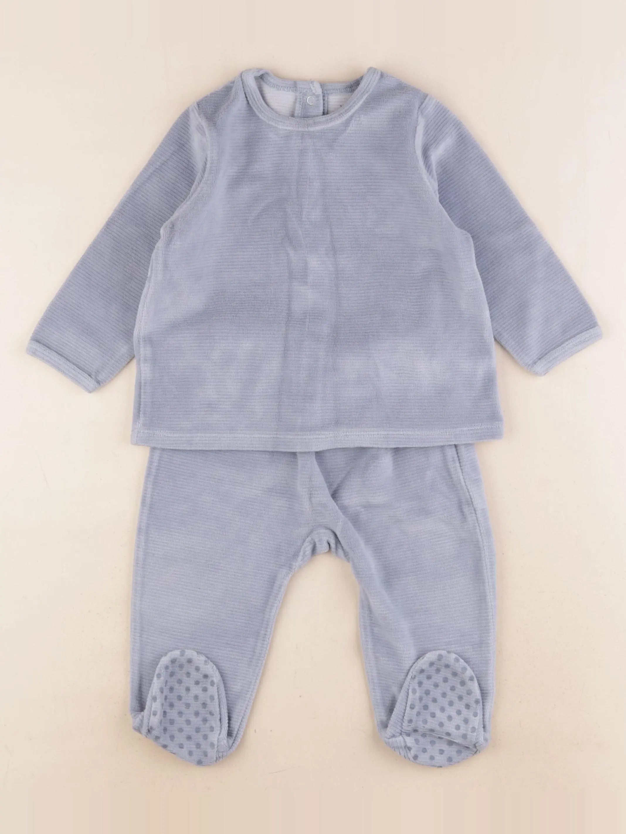 Vertbaudet - pyjama velours bleu - 18 mois