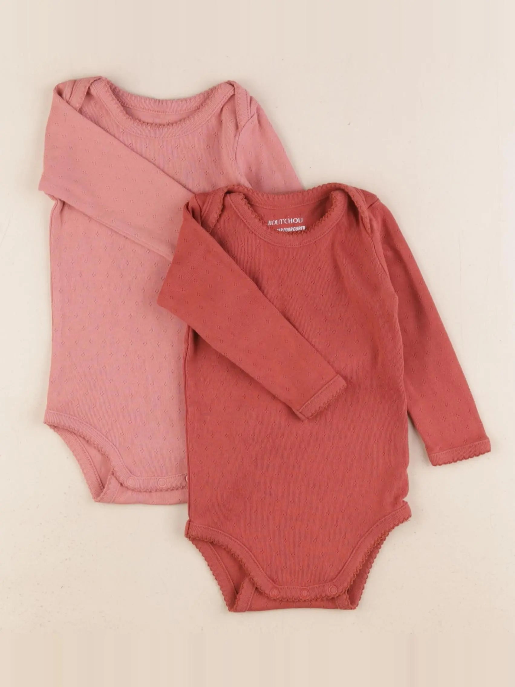 Boutchou - lot de 2 bodies en coton rose, rouge - 9 mois