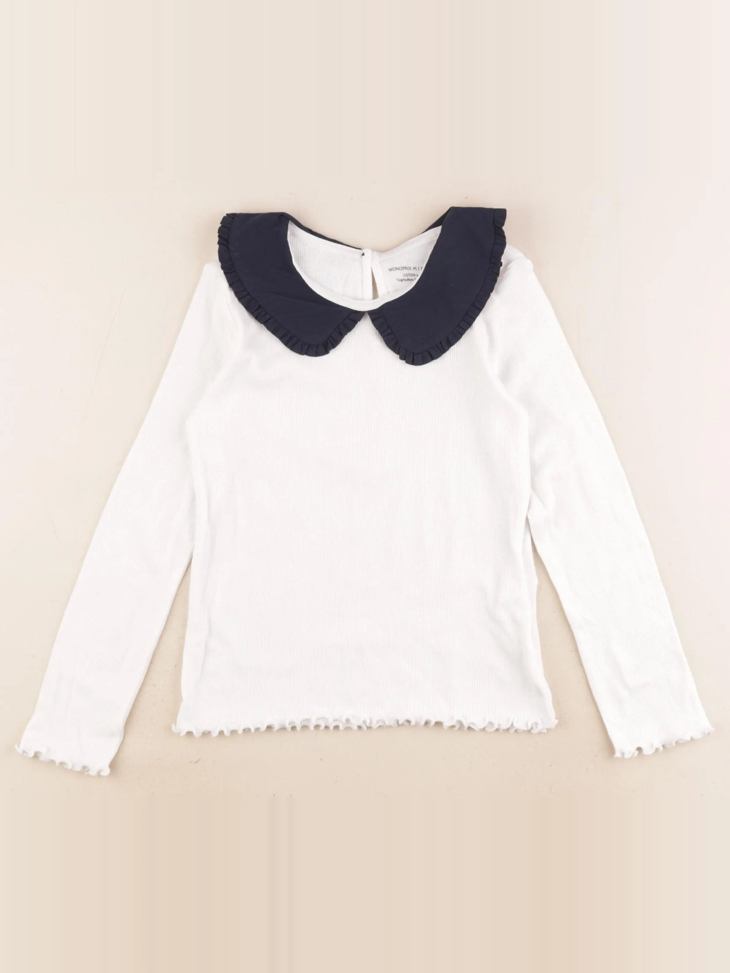 Monoprix - tee-shirt bleu, blanc - 8 ans