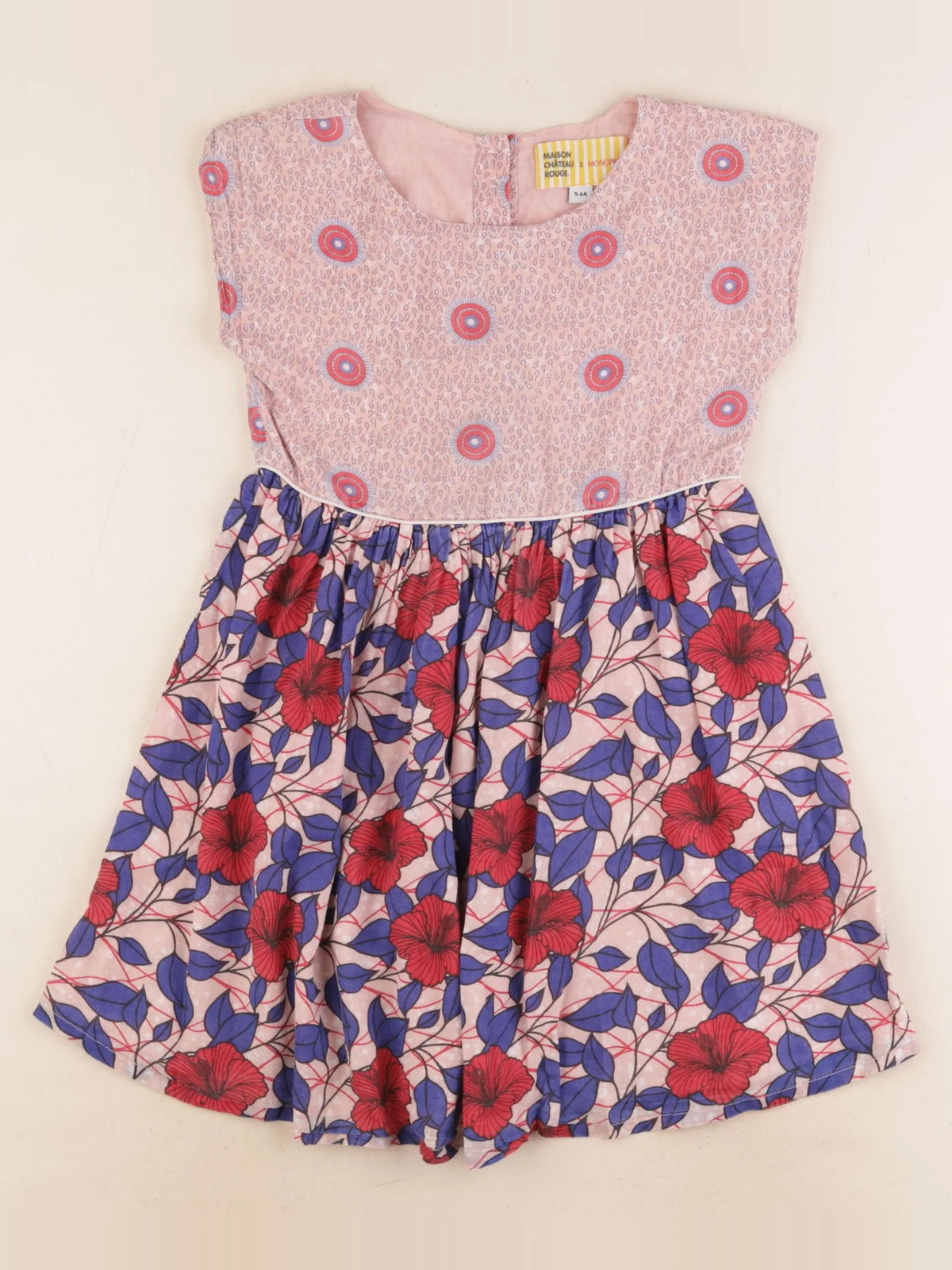 Monoprix - robe bleu, rose - 5/6 ans